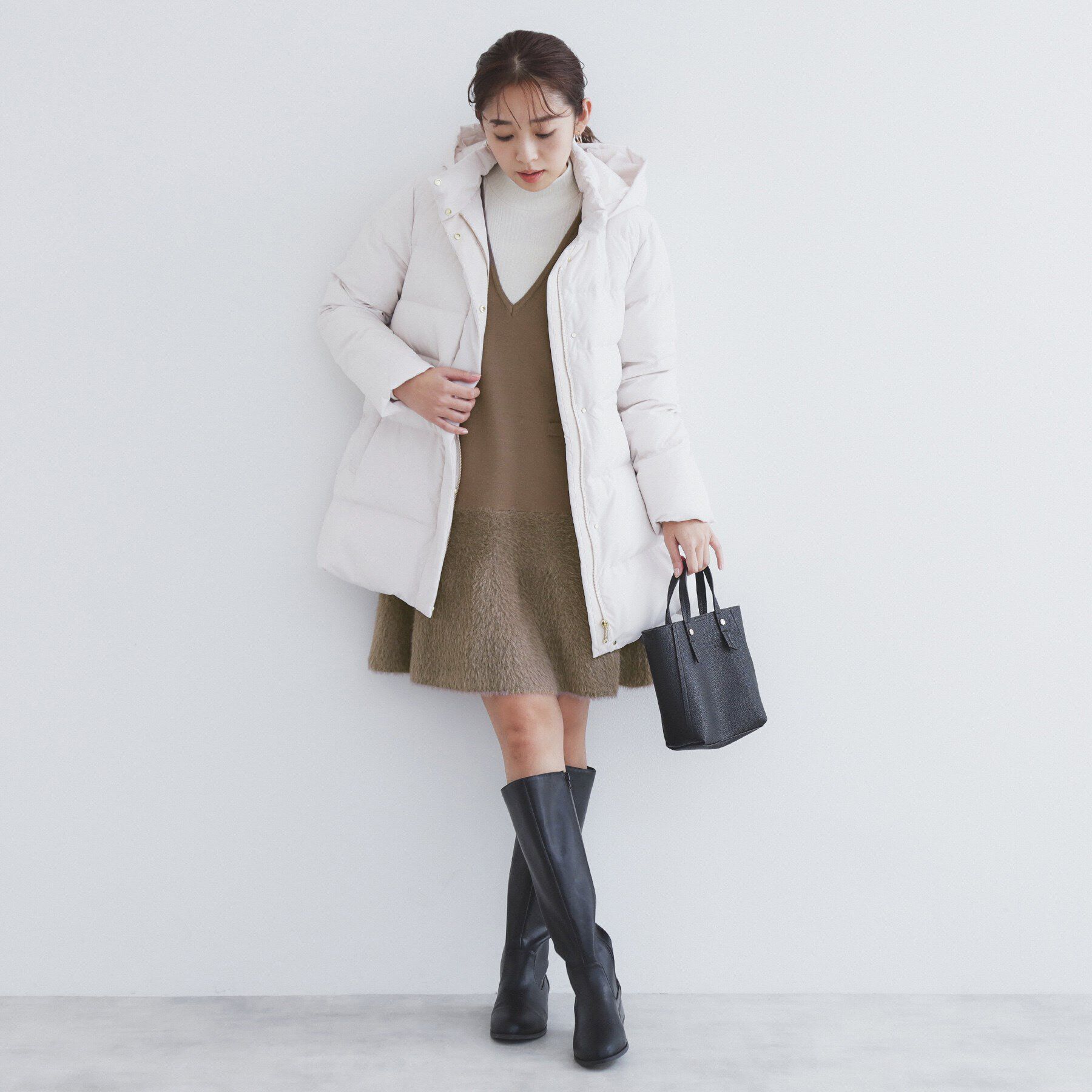 index「フェザー切り替えニットジャンパースカート【洗濯機洗い可】」|ワンピース|