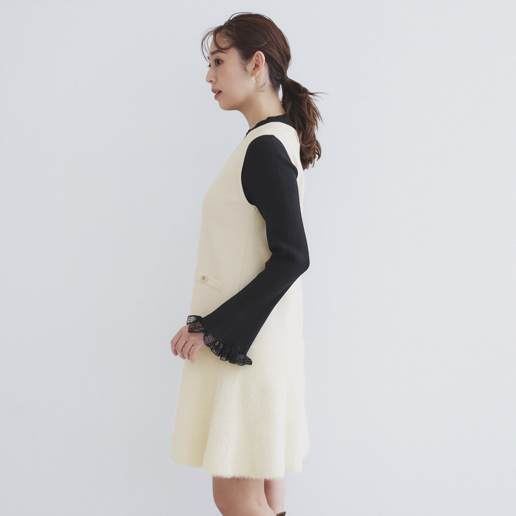 index「フェザー切り替えニットジャンパースカート【洗濯機洗い可】」|ワンピース|