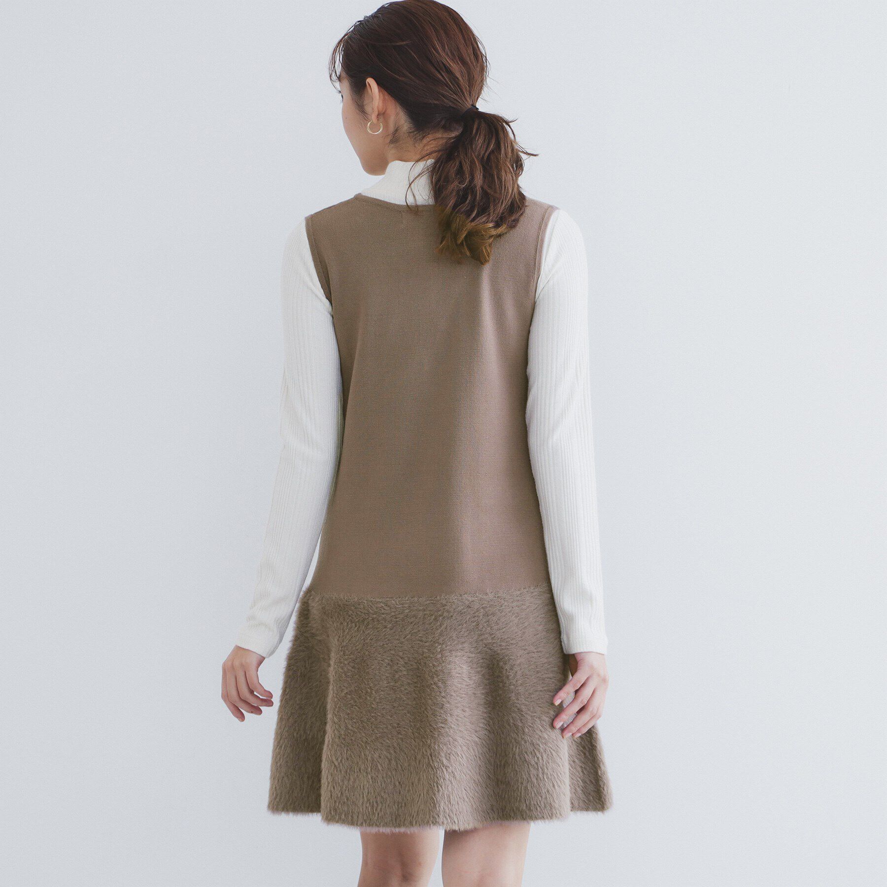 index「フェザー切り替えニットジャンパースカート【洗濯機洗い可】」|ワンピース|