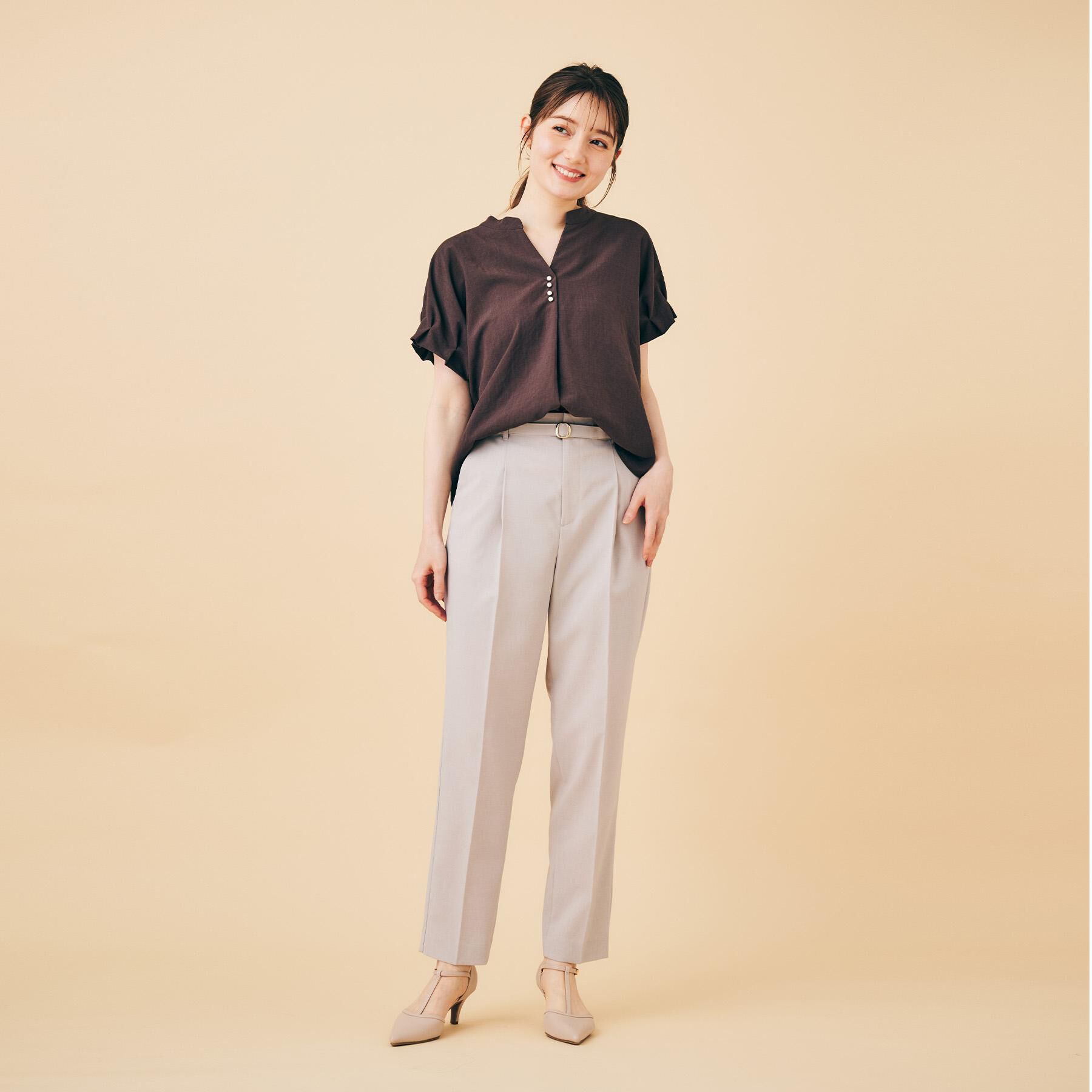 index「《7色展開/XS-LLサイズ》タックスリーブスキッパーブラウス【洗濯機洗い可/吸水速乾/抗ピル/防シ」|シャツ・ブラウス|