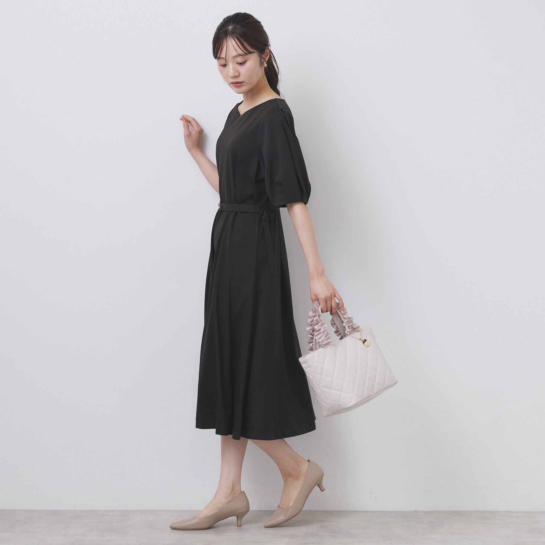 index「ハートネックパフワンピース【洗濯機洗い可/UVケア/接触冷感】」|ワンピース|