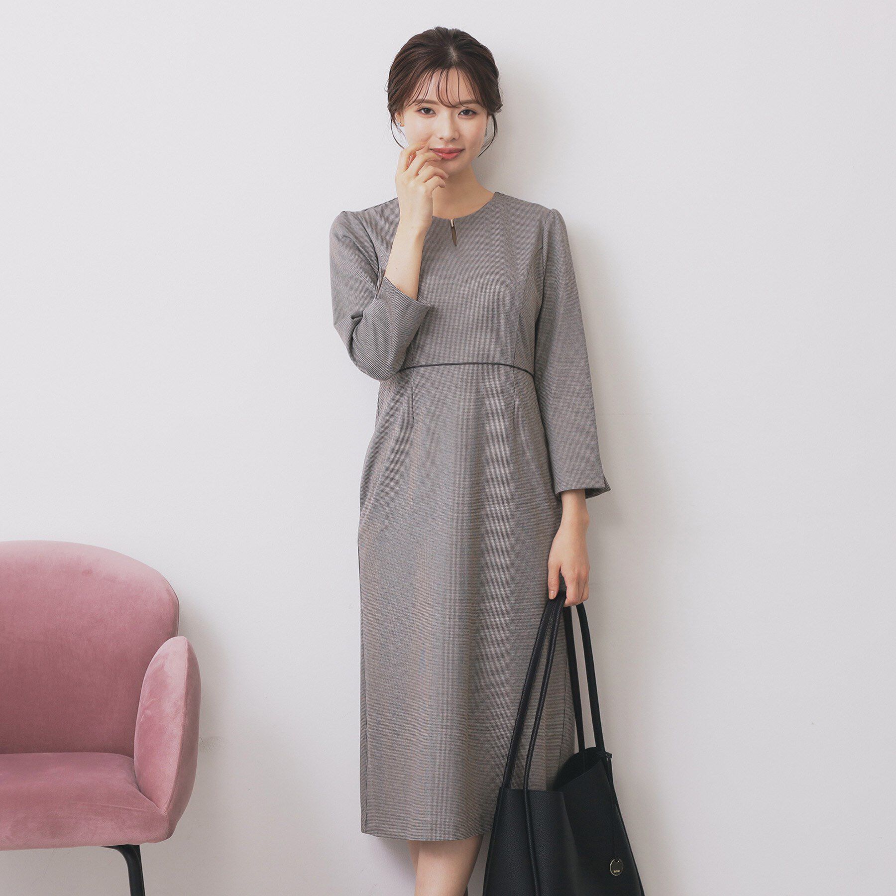 index「ストレッチキーネックワンピース【洗濯機OK/イージーアイロン】」|ワンピース|