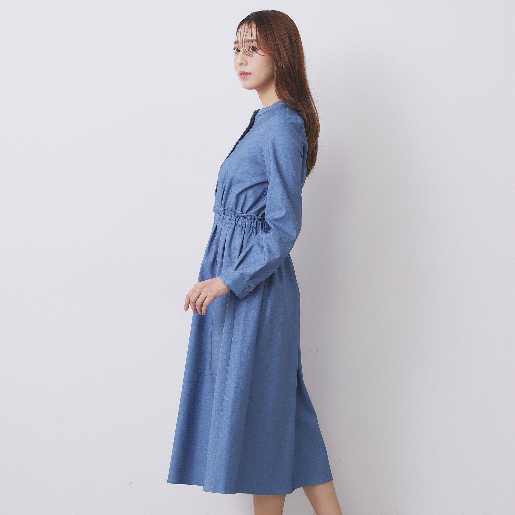 index「シャンブレーツイルドッキングフレアワンピース【洗濯機OK/イージーアイロン】」|ワンピース|