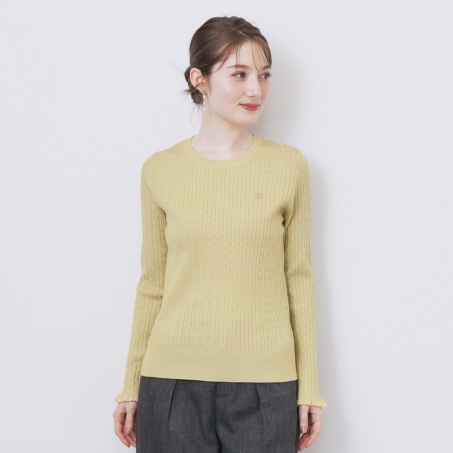 index「ゴールドプレート付きケーブルニット【洗濯機OK】」|ニット・セーター|