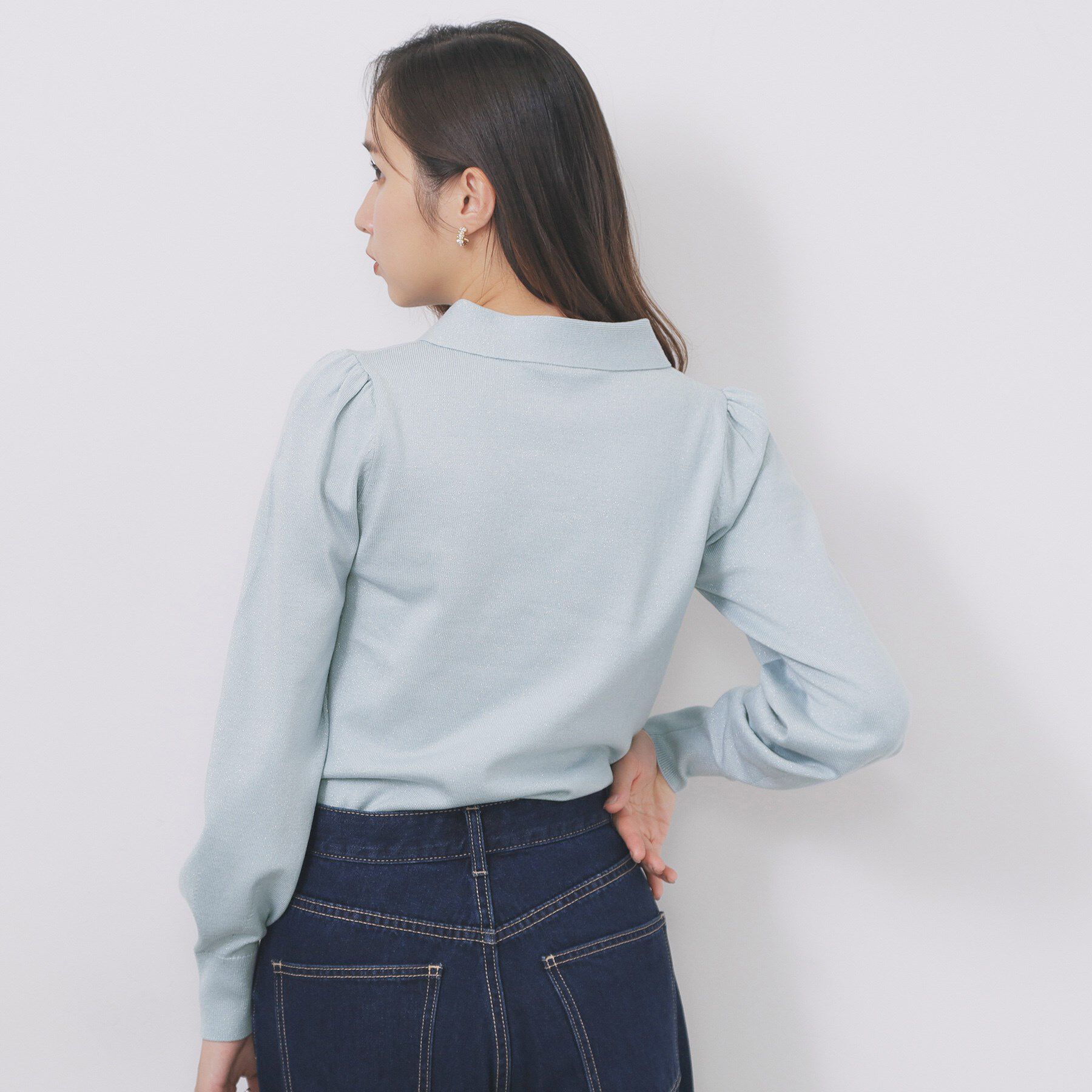 index「ゴールドパーツ付きボウタイニット【洗濯機OK】《10col/XS～LL》」|ニット・セーター|