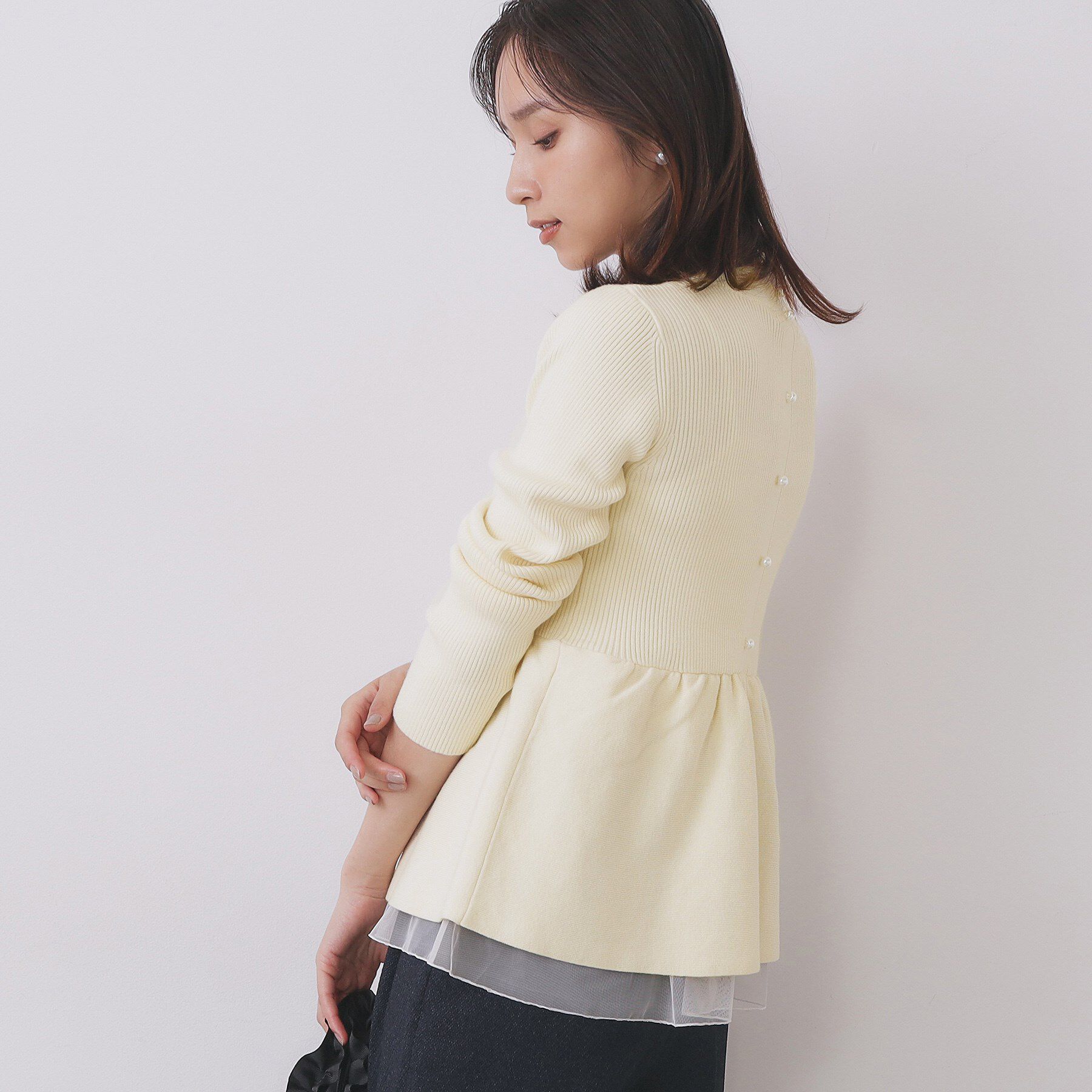 index「ペプラムチュールレイヤードニット【洗濯機OK】」|ニット・セーター|
