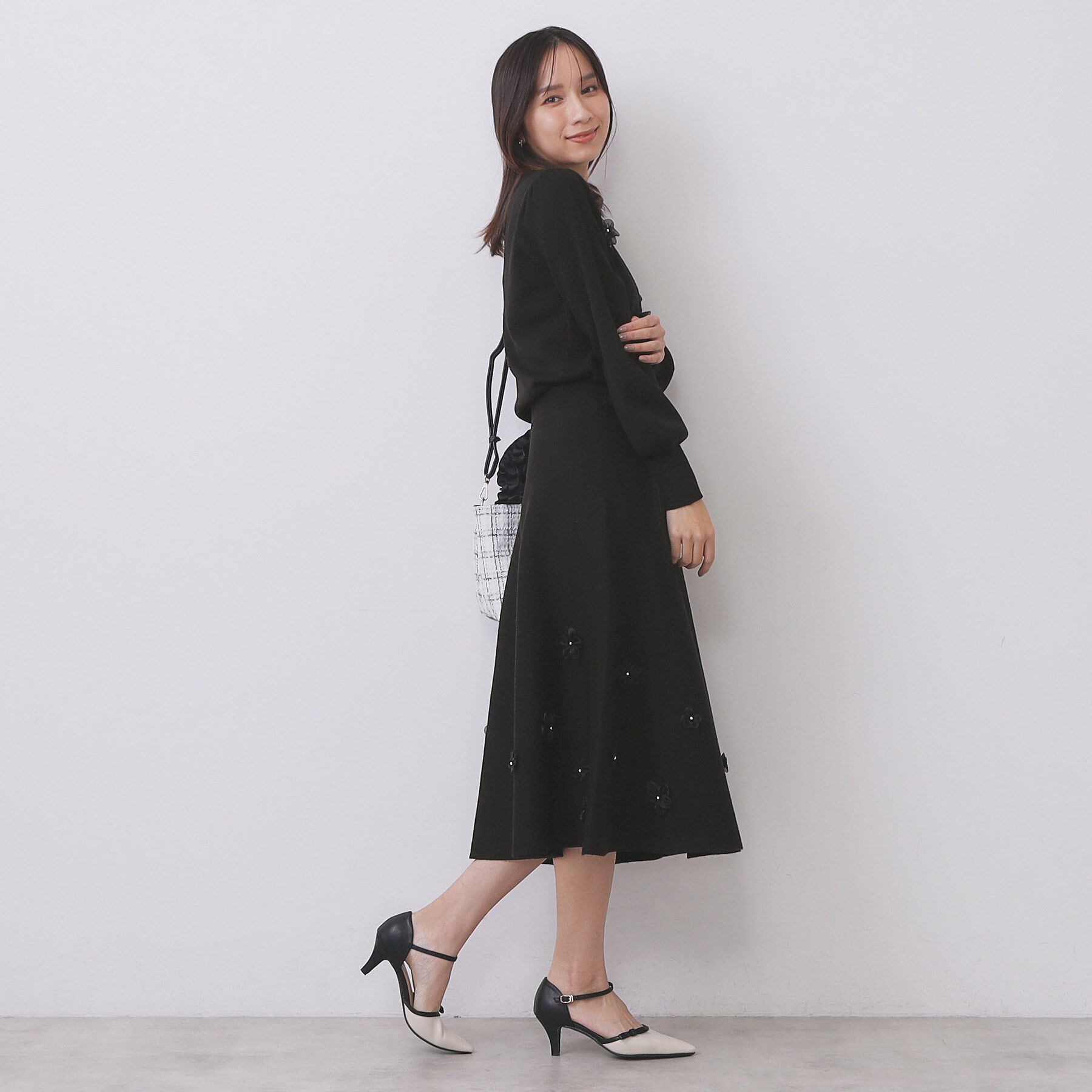 フラワーモチーフニットフレアスカート【洗える】（index）｜ルミネの