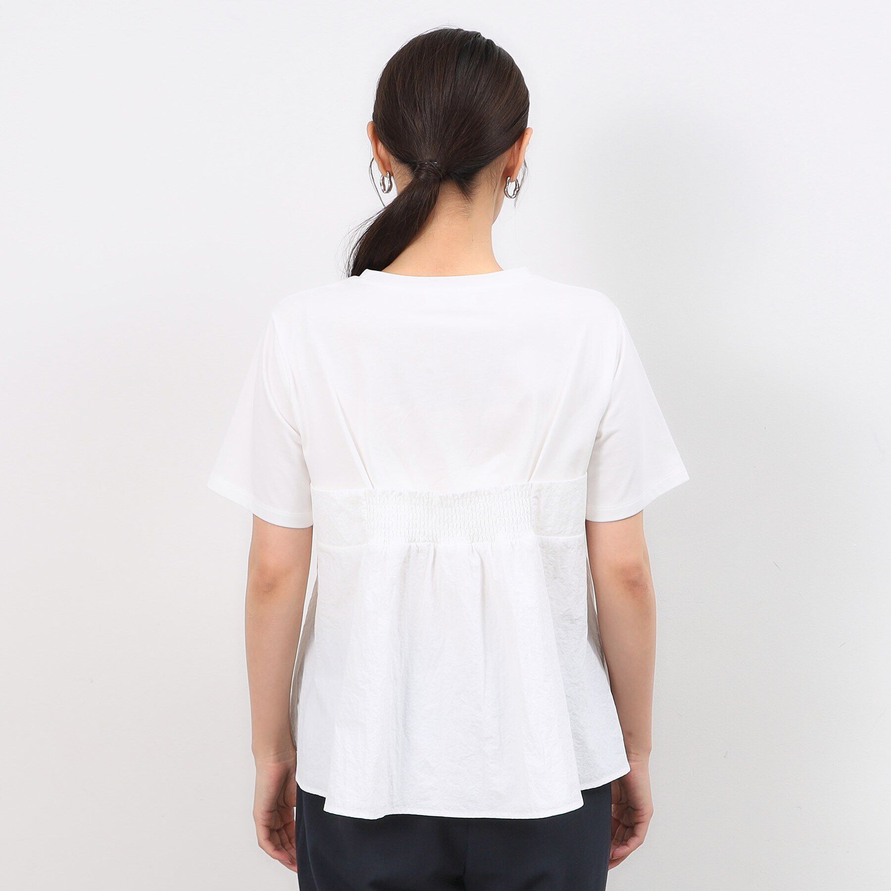 OPAQUE.CLIP「リボンビスチェドッキングカットソー【洗濯機洗い可】」|Tシャツ・カットソー|