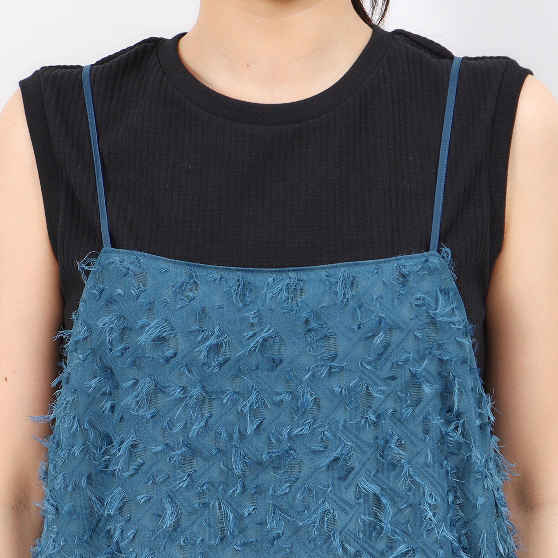 OPAQUE.CLIP「前後2WAYフリンジキャミワンピース【洗濯機洗い可】」|ワンピース|