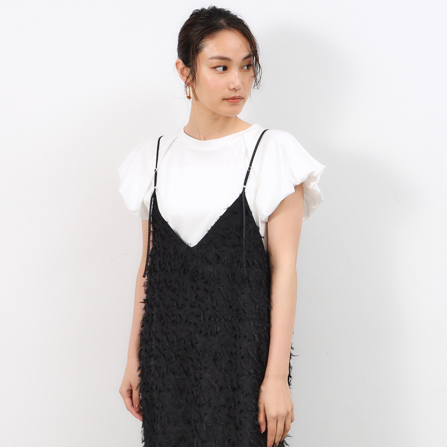 OPAQUE.CLIP「前後2WAYフリンジキャミワンピース【洗濯機洗い可】」|ワンピース|