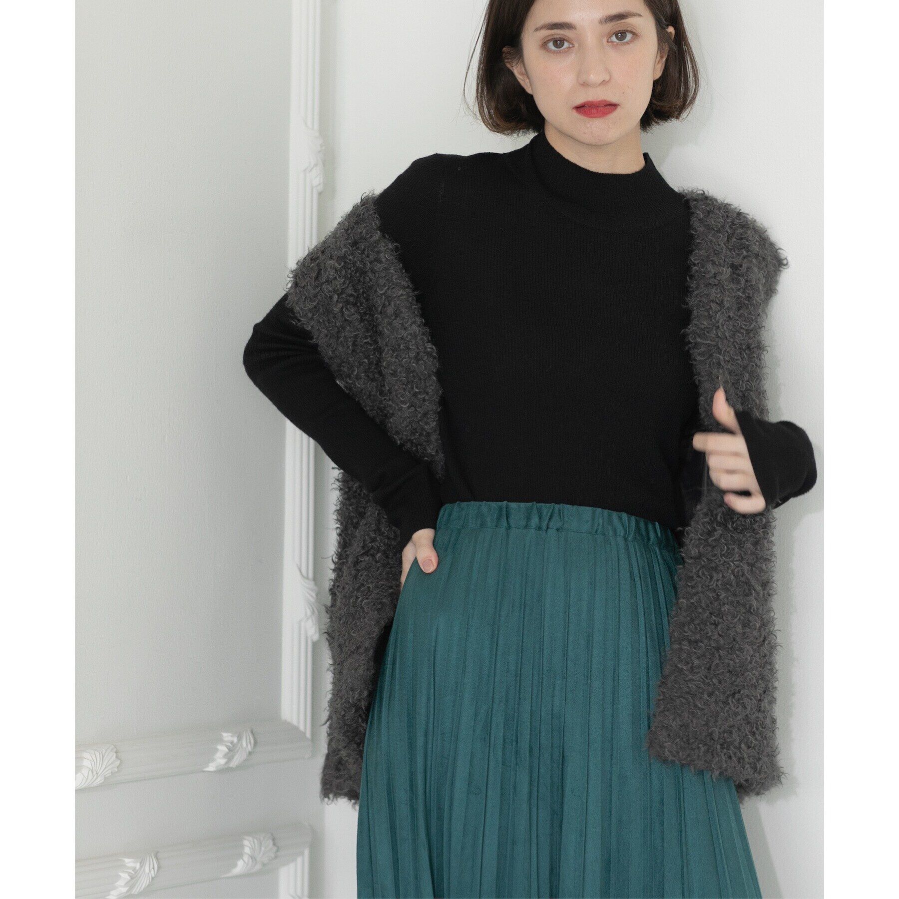 OPAQUE.CLIP「《5color》ハイネックシアーリブニット【洗濯機洗い可】」|ニット・セーター|