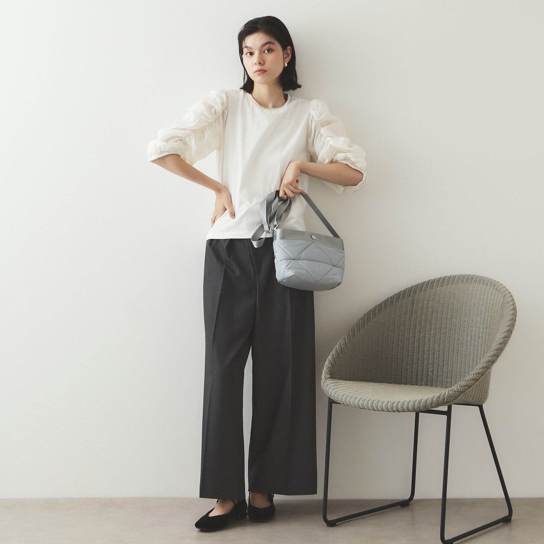 OPAQUE.CLIP「シアーシャーリングスリーブ ドッキングカットソー【洗濯機洗い可】」|Tシャツ・カットソー|