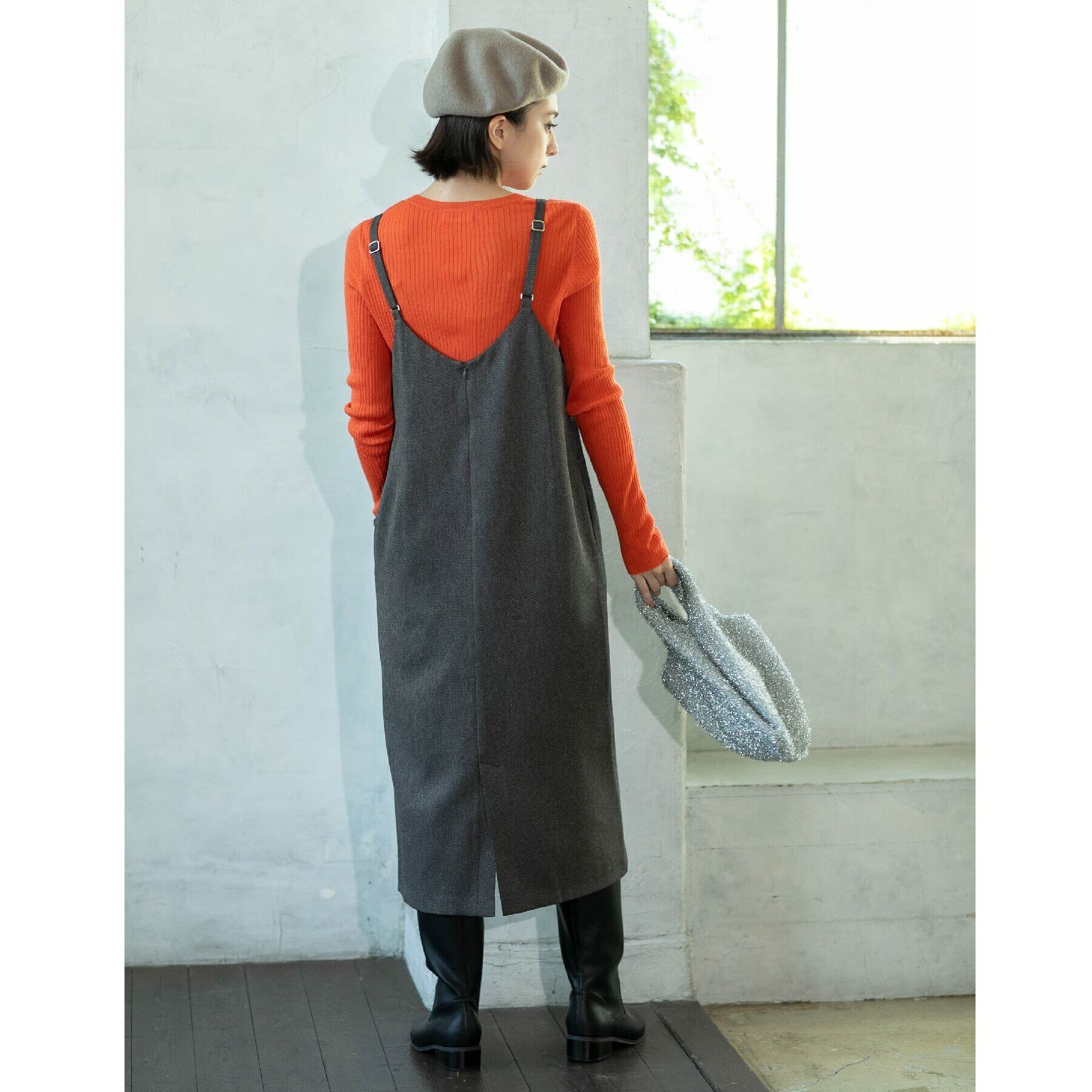 OPAQUE.CLIP「ウールライクVネックジャンパースカート【洗濯機洗い可】」|ワンピース|