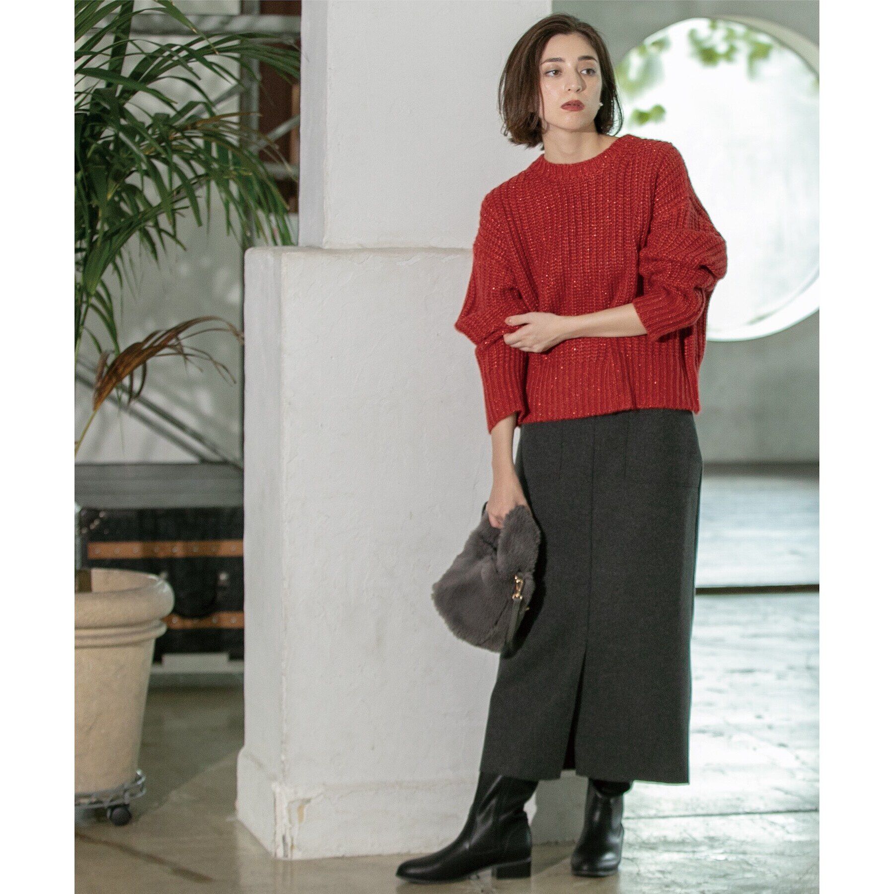 OPAQUE.CLIP「《S-LLsize/7color》ウールライクストレッチタイトスカート【洗濯機洗い可】」|スカート|