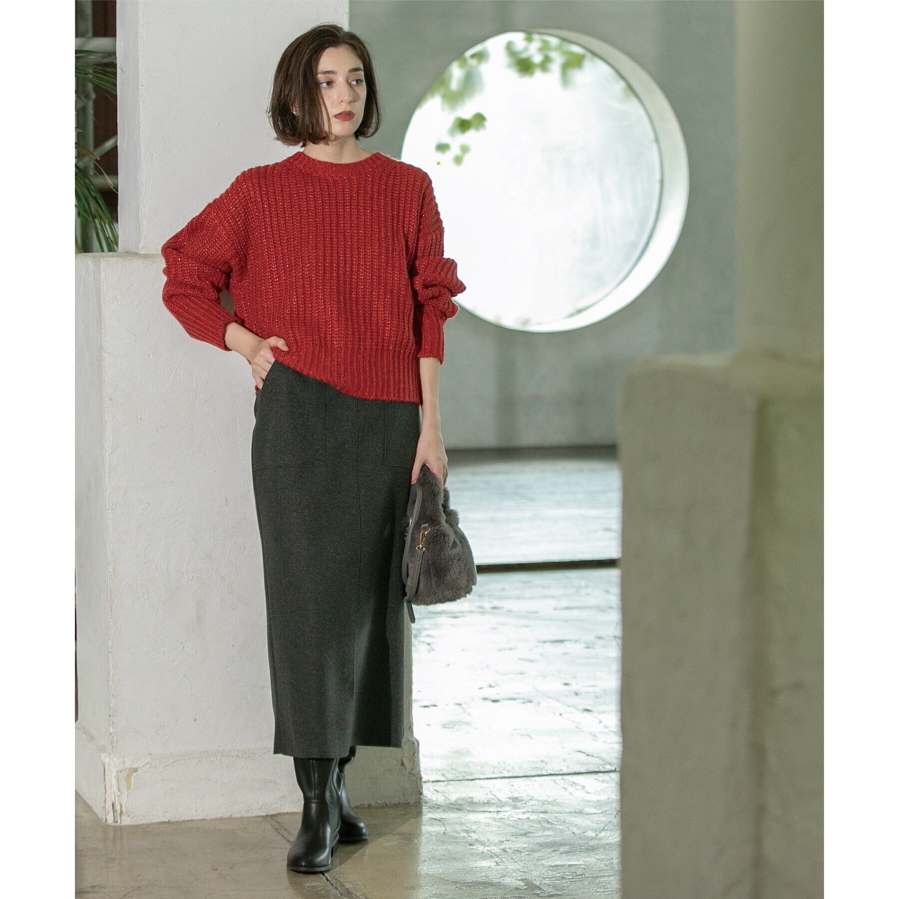 OPAQUE.CLIP「《S-LLsize/7color》ウールライクストレッチタイトスカート【洗濯機洗い可】」|スカート|