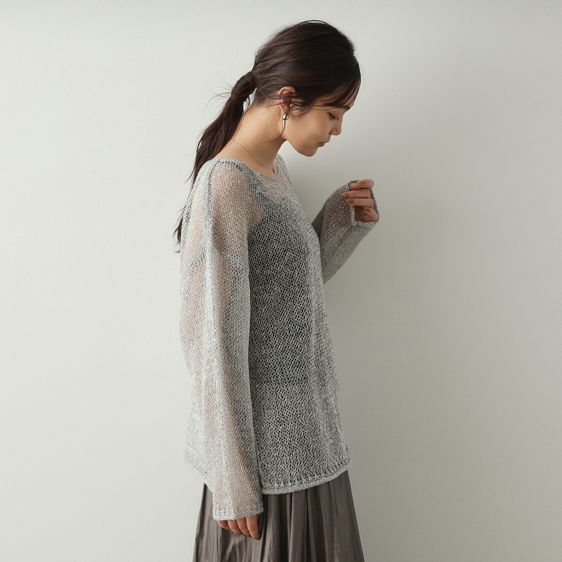 OPAQUE.CLIP「キラキラシアーニット【洗濯機洗い可】」|ニット・セーター|