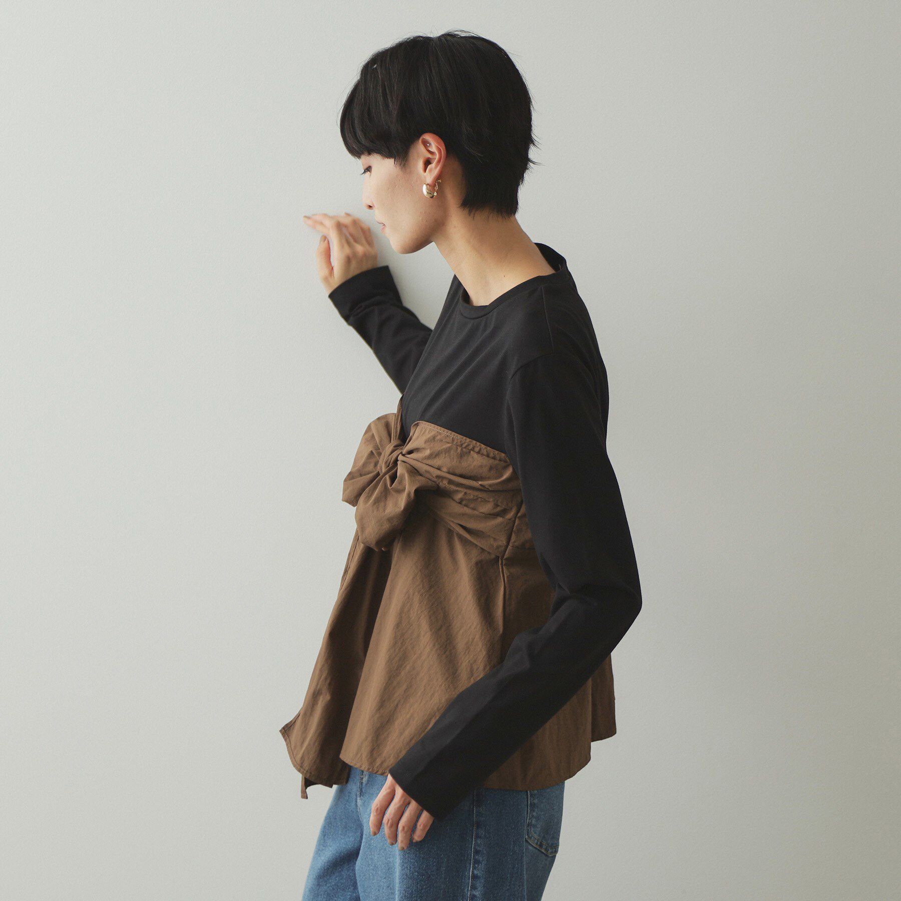 OPAQUE.CLIP「リボンビスチェ ドッキングカットソー【洗濯機洗い可】」|Tシャツ・カットソー|