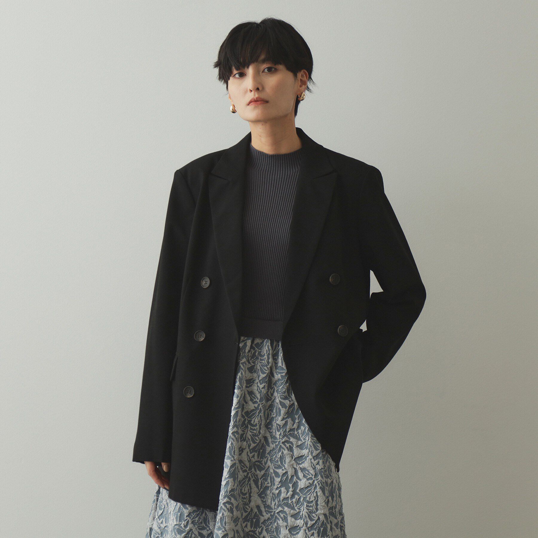 OPAQUE.CLIP「ダブルテーラードジャケット【洗える】」|テーラードジャケット|ブラック(019)