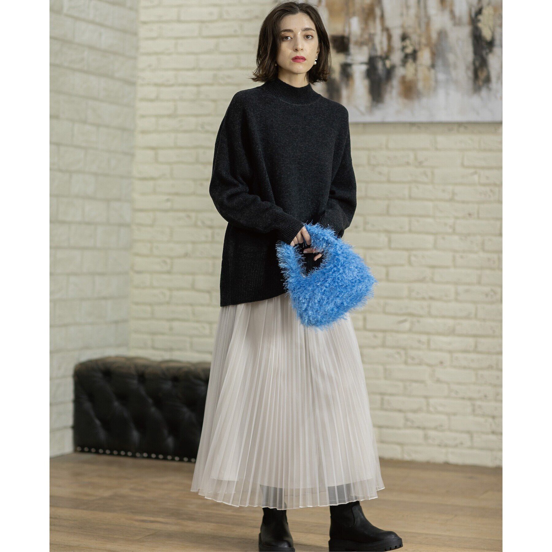 OPAQUE.CLIP「ミドルゲージハイネックニット／FILIVIVI・フィルビビ【洗える】」|ニット・セーター|