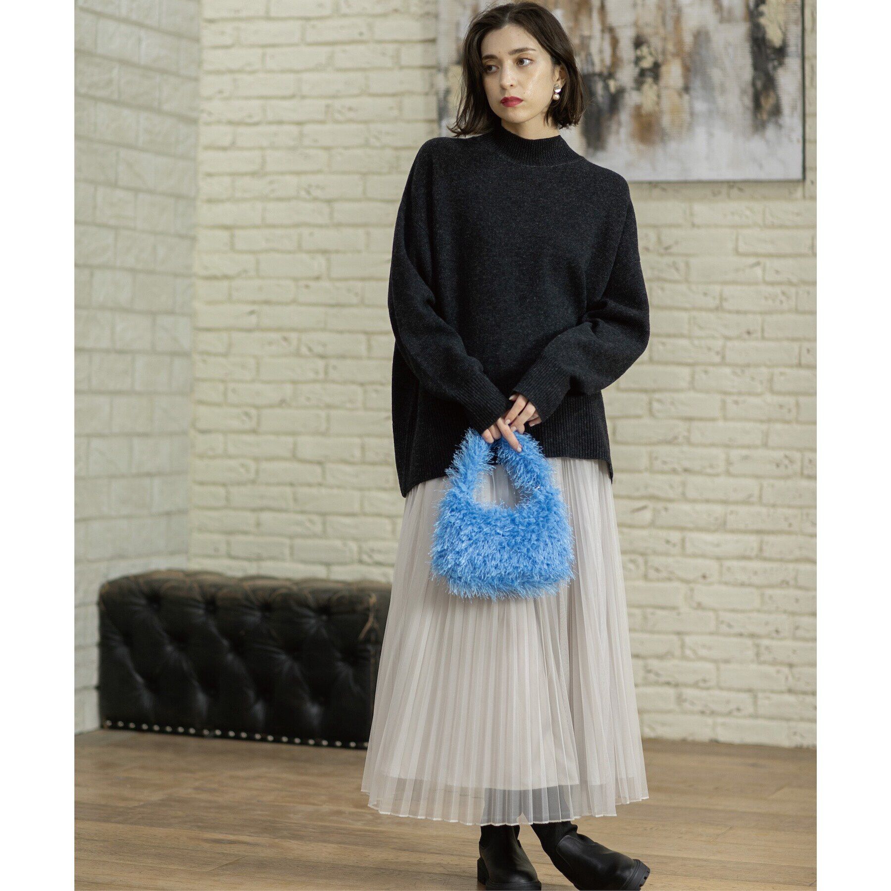 OPAQUE.CLIP「ミドルゲージハイネックニット／FILIVIVI・フィルビビ【洗える】」|ニット・セーター|