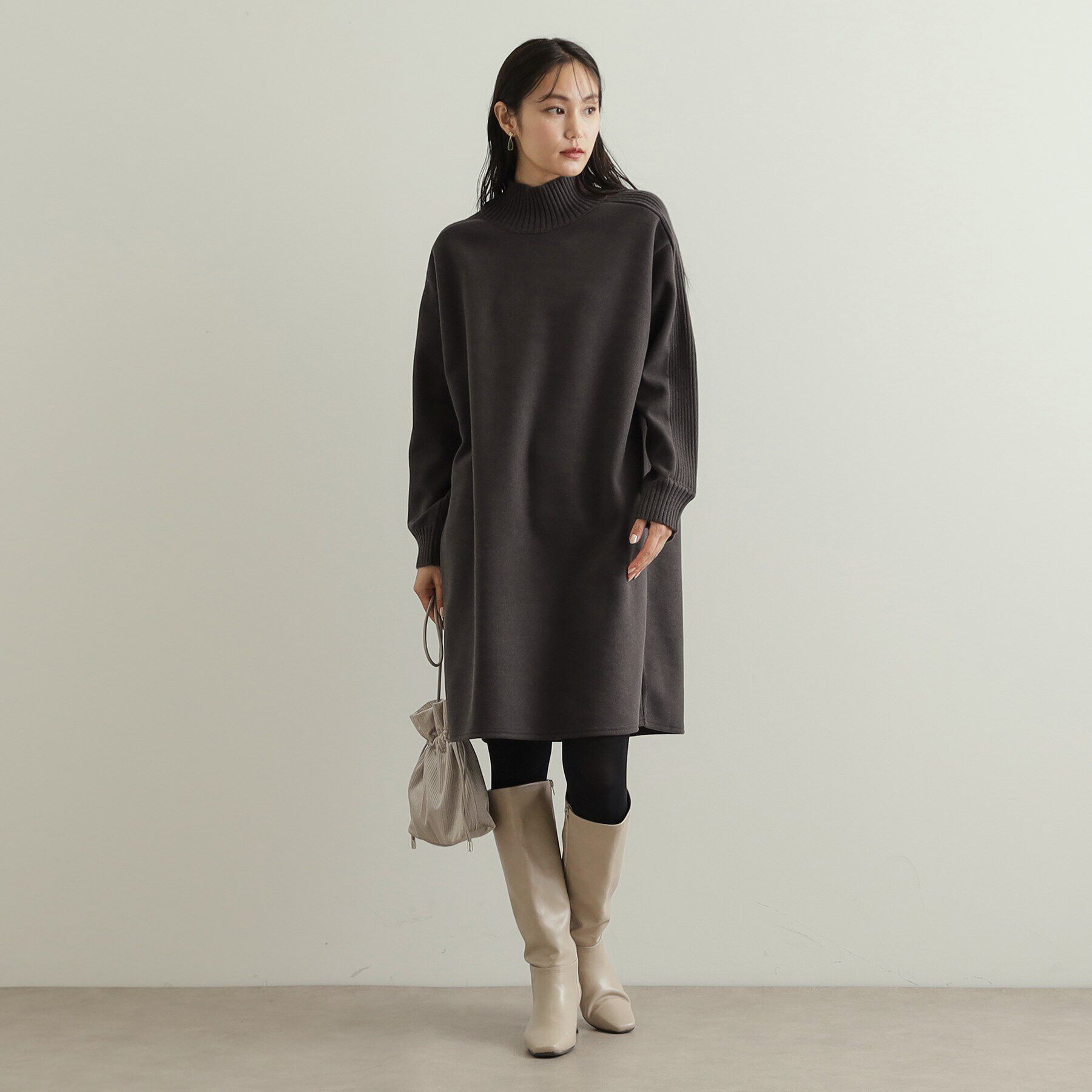 OPAQUE.CLIP「ウールライクメルトンミディワンピース【洗濯機洗い可】」|ワンピース|