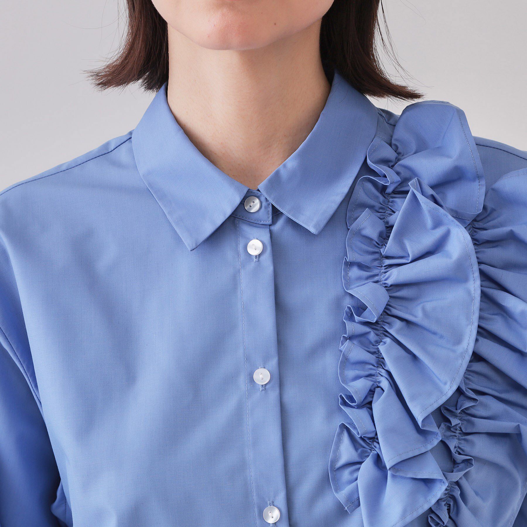 OPAQUE.CLIP「《andGIRL掲載》フリルデザインシャツ【洗濯機洗い可】」|シャツ・ブラウス|