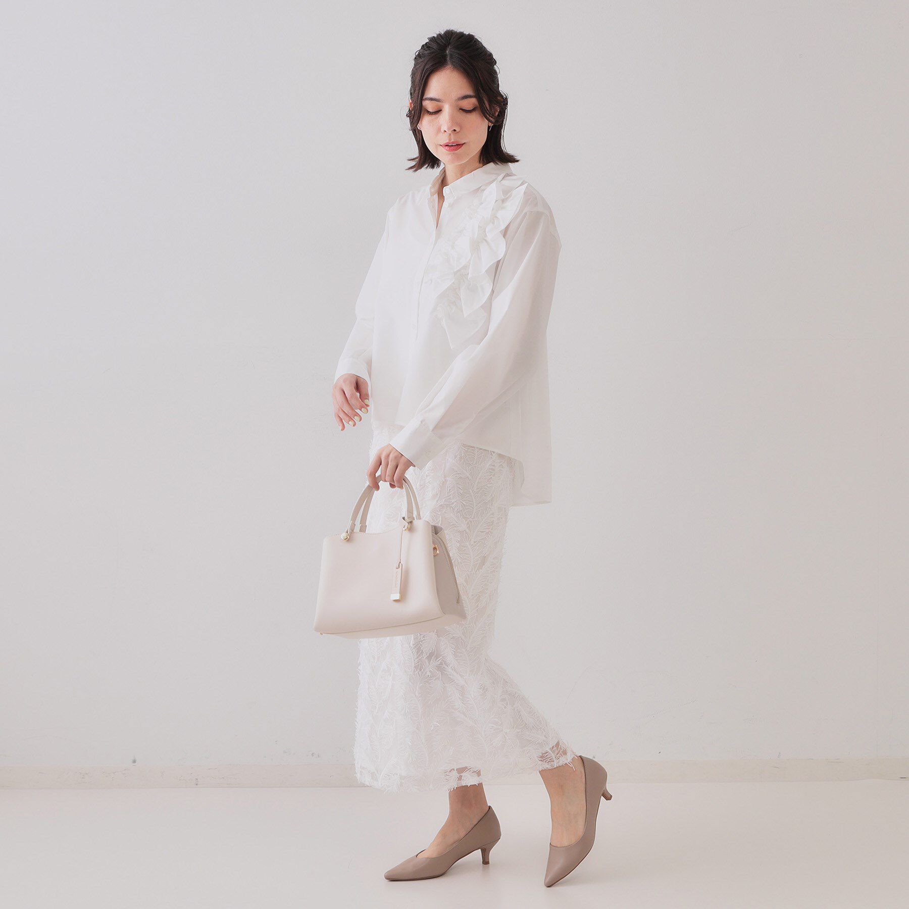 OPAQUE.CLIP「《andGIRL掲載》フリルデザインシャツ【洗濯機洗い可】」|シャツ・ブラウス|