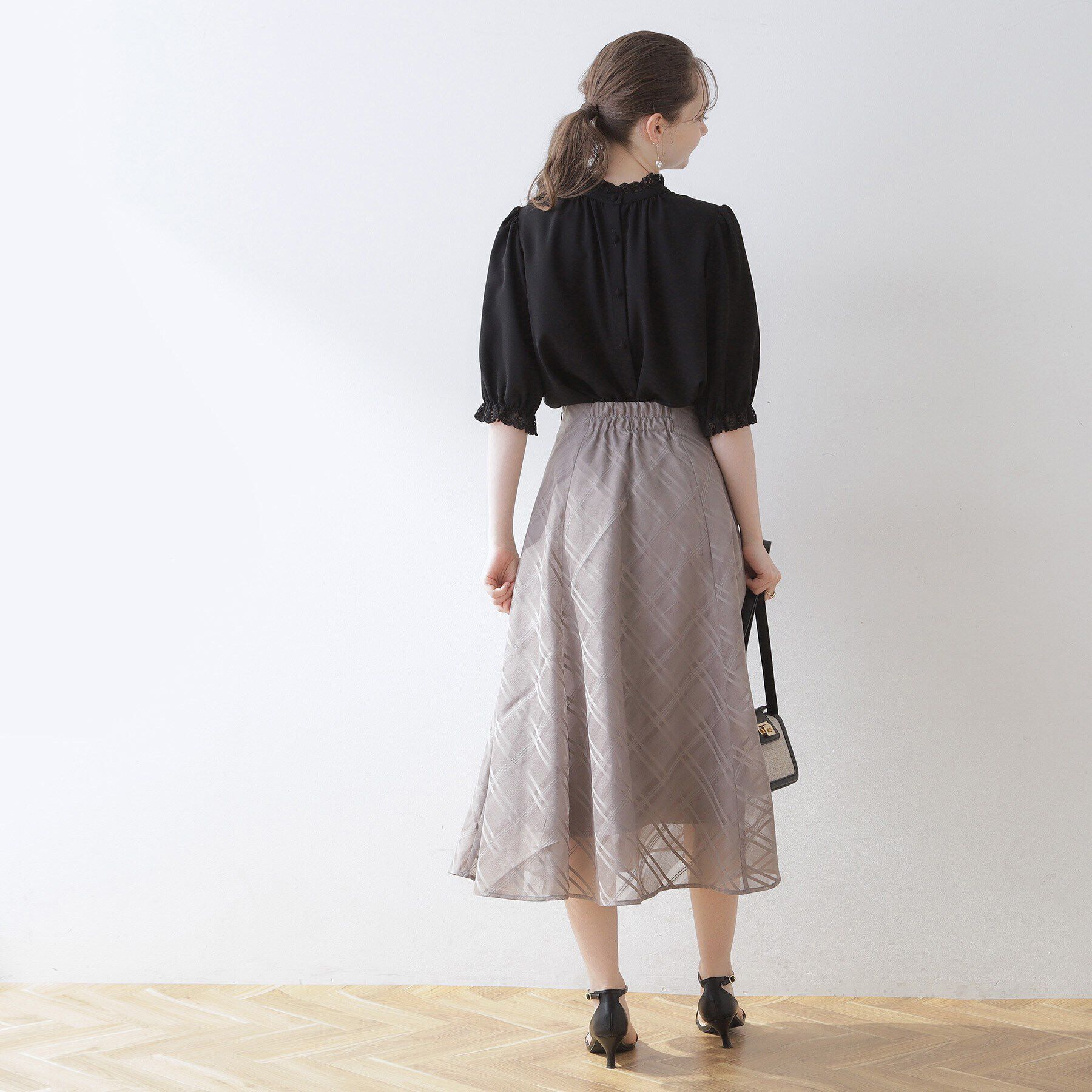 Couture broach「【上品華やか／二の腕カバー】5分袖エンブロレースブラウス」|シャツ・ブラウス|