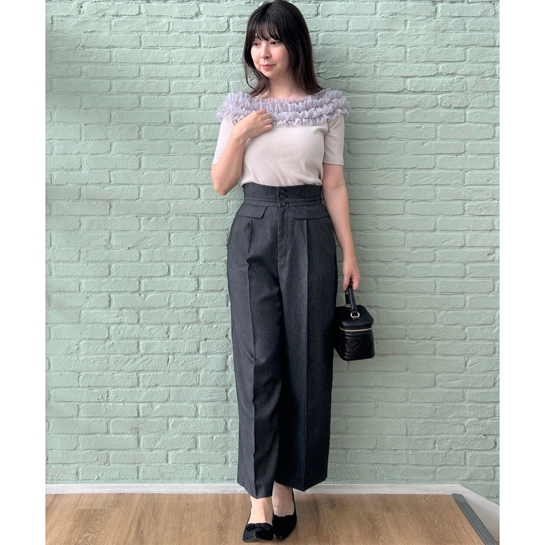 Couture broach「【アンチピリング・マシンウォッシャブル・オトナ可愛い】チュールフリルテレコトップス」|Tシャツ・カットソー|