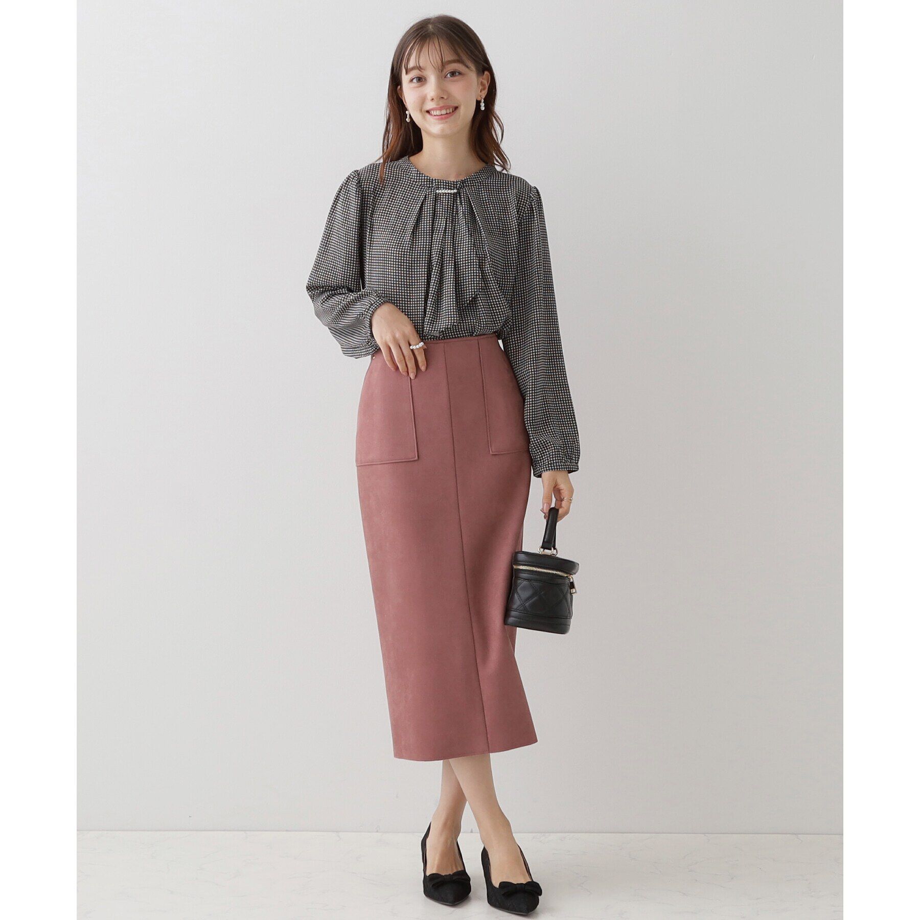 Couture broach「【一枚でキマる・華やかブラウス】チェックプリントタイブラウス」|シャツ・ブラウス|