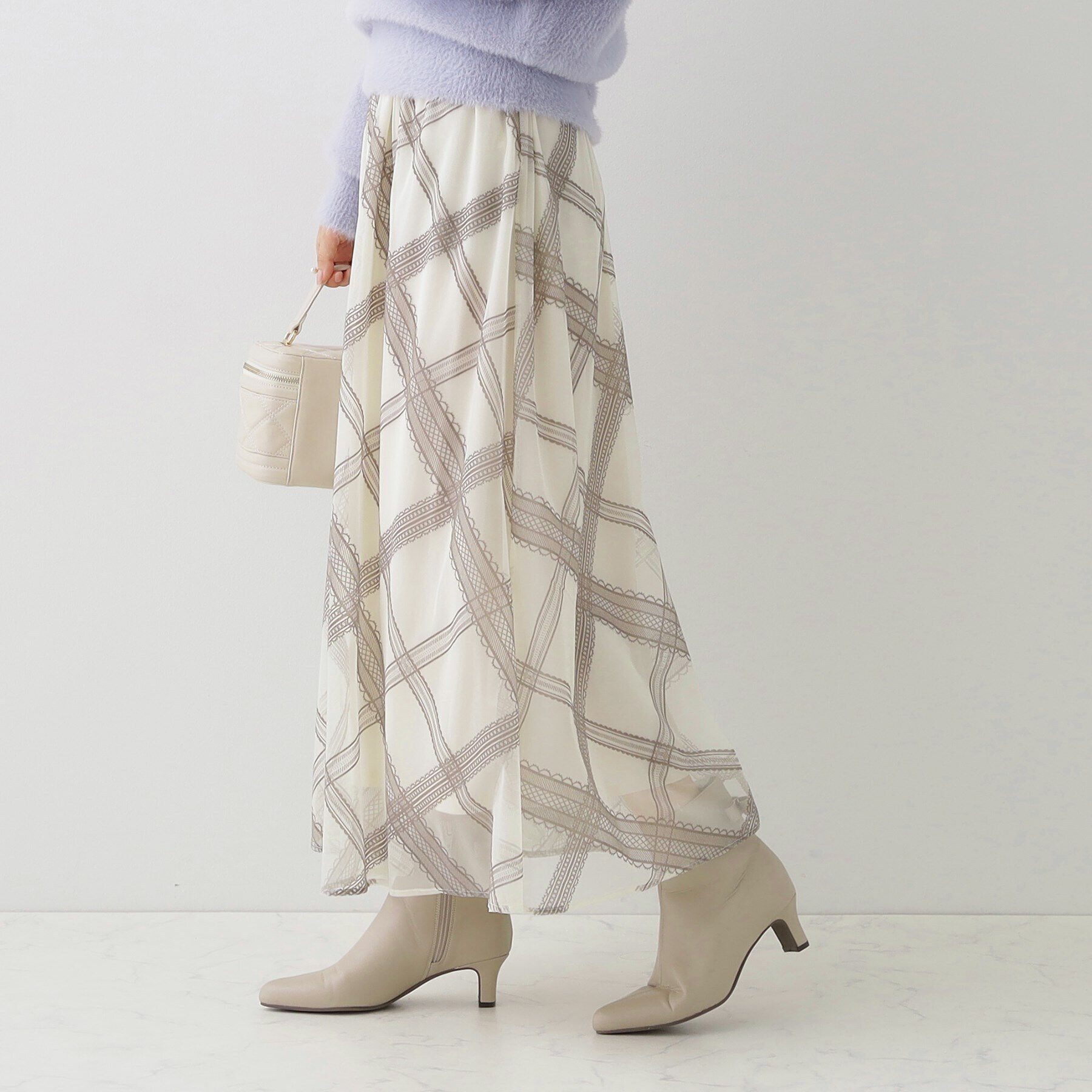 Couture broach「【上品な表情感のあるスカート】フロッキーチェックチュールスカート」|スカート|