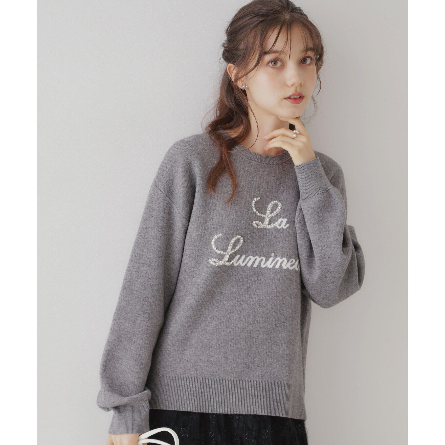 Couture broach「【目を惹くきらめきニット】ビジューロゴニット」|ニット・セーター|