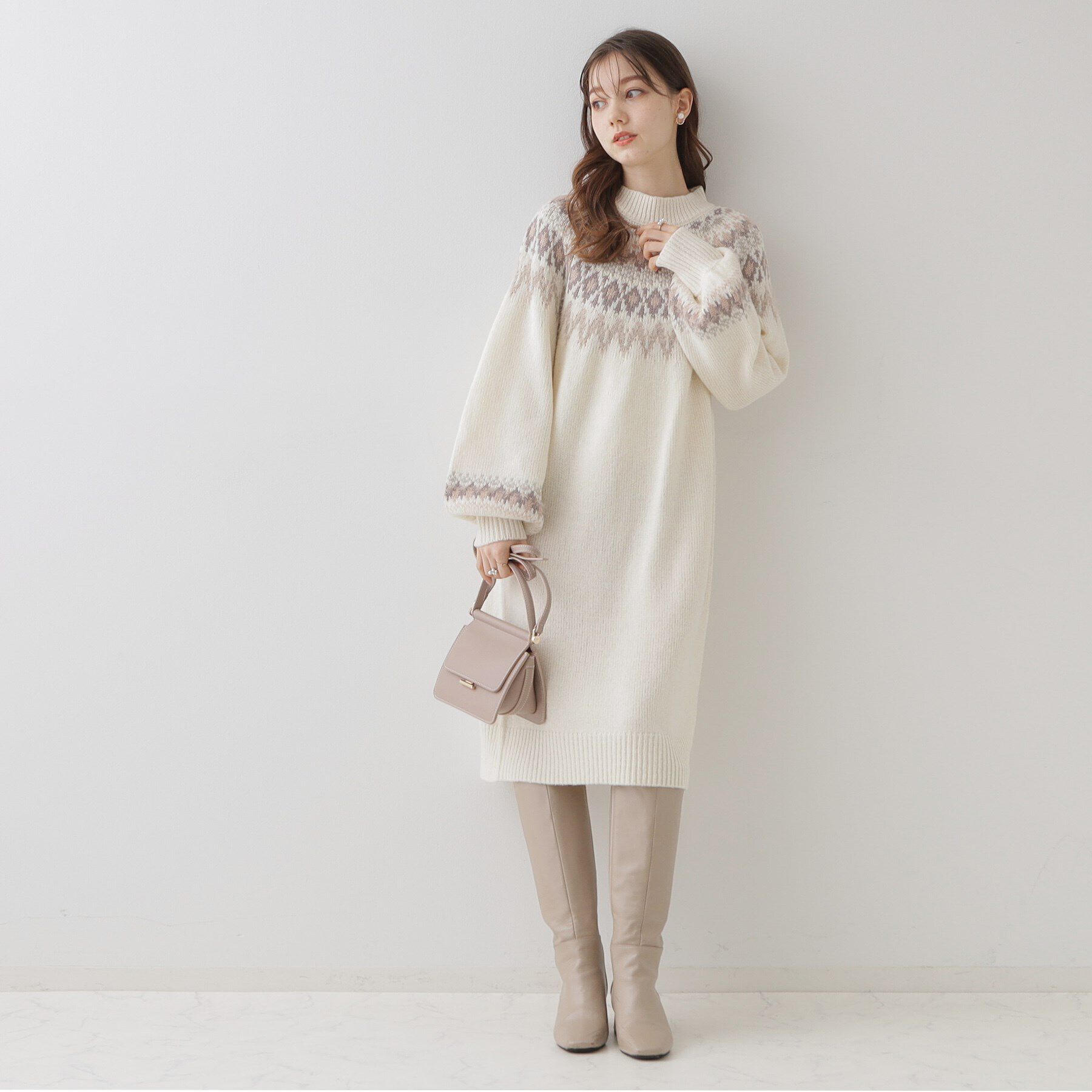 Couture broach「【一枚でキマる・オトナ可愛い】ノルディック柄ニットサックワンピース」|ワンピース|