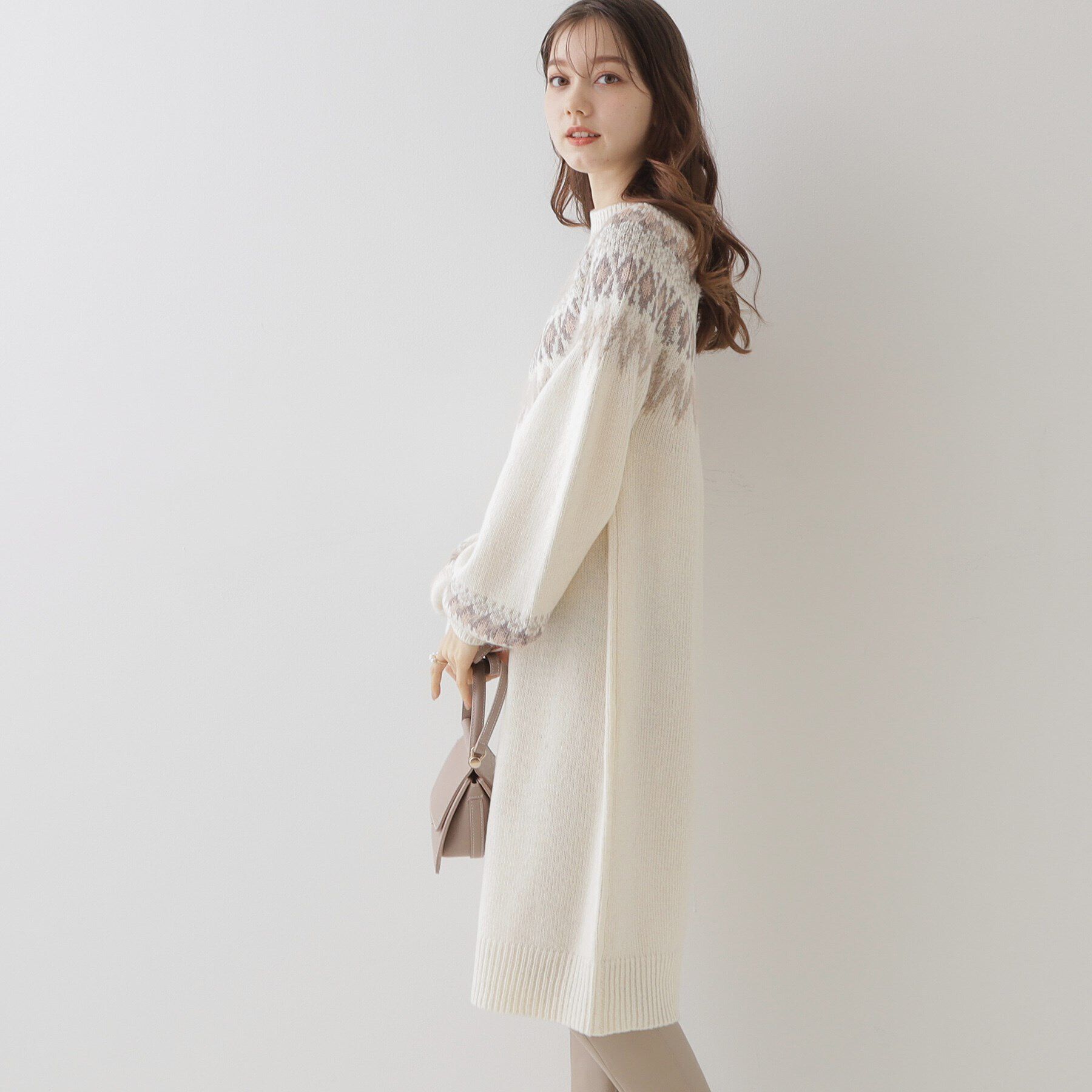 Couture broach「【一枚でキマる・オトナ可愛い】ノルディック柄ニットサックワンピース」|ワンピース|