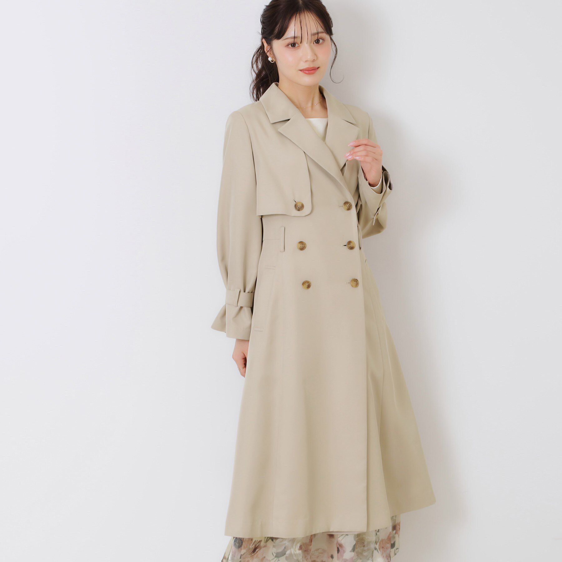 Couture broach「【撥水・通勤・大人可愛い】ロングトレンチ」|トレンチコート|