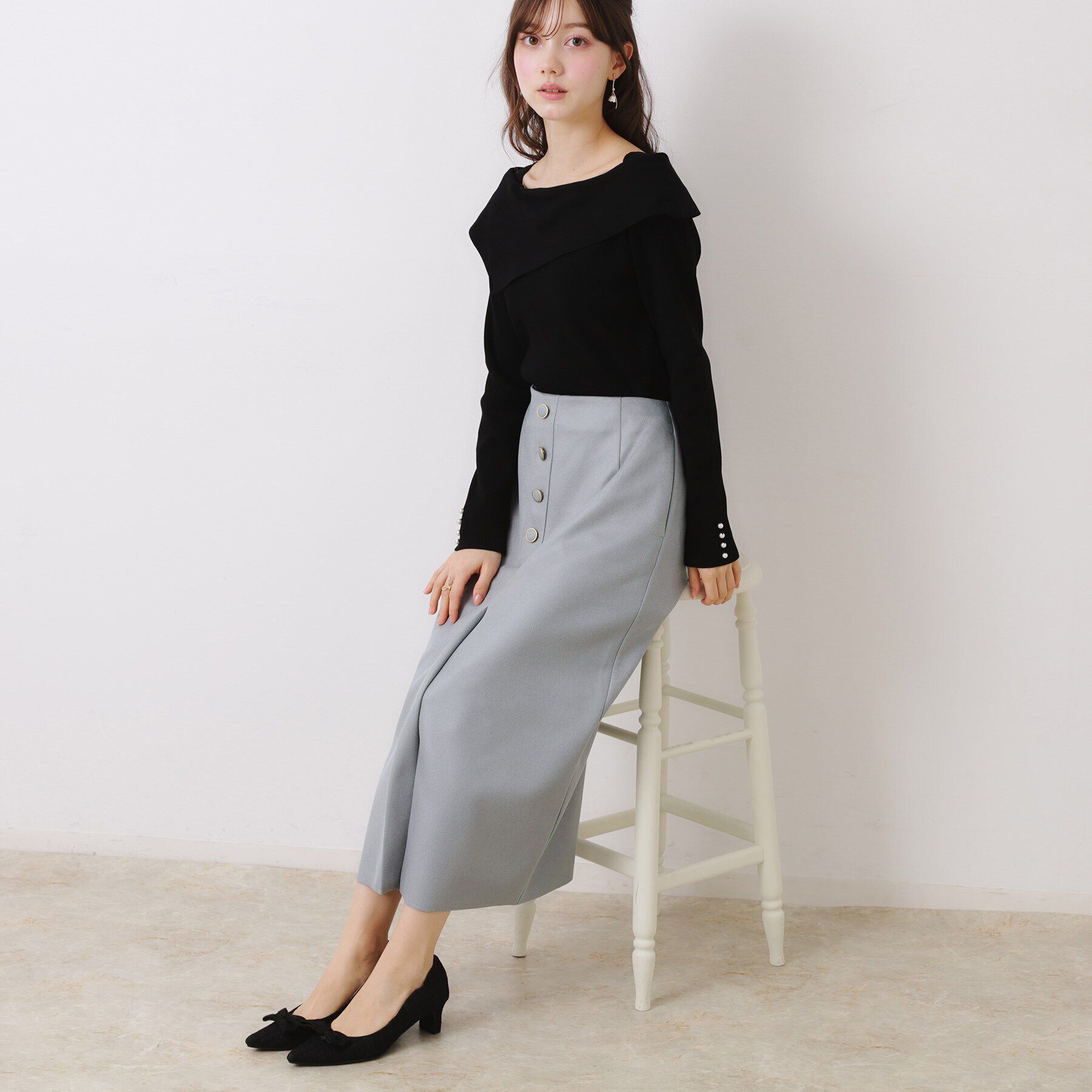 Couture broach「【体のラインを拾いにくい・お仕事にも】マシュマロスエード調タイト」|スカート|