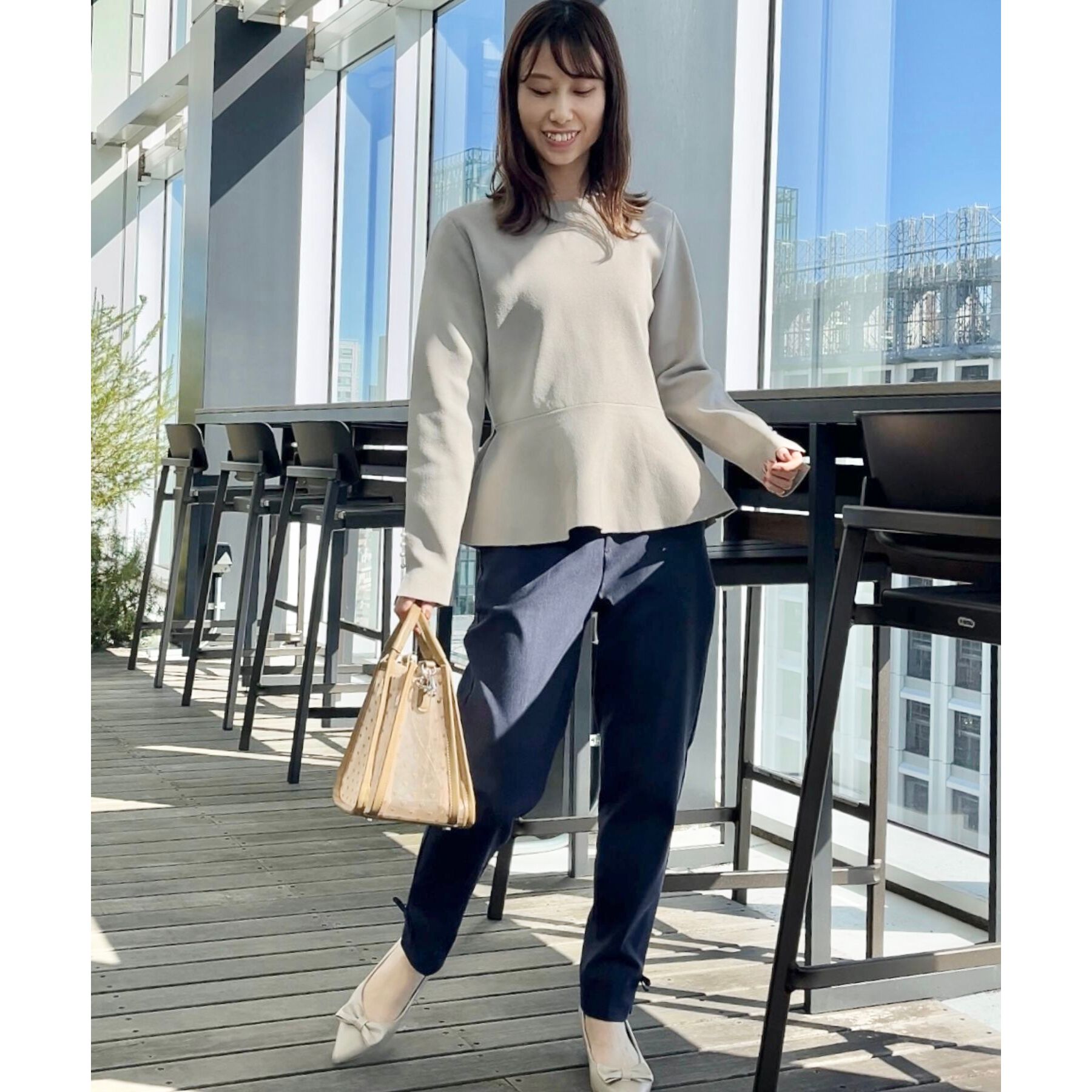 Couture broach「【大人可愛い・通勤】バックパール調ペプラムニット」|ニット・セーター|