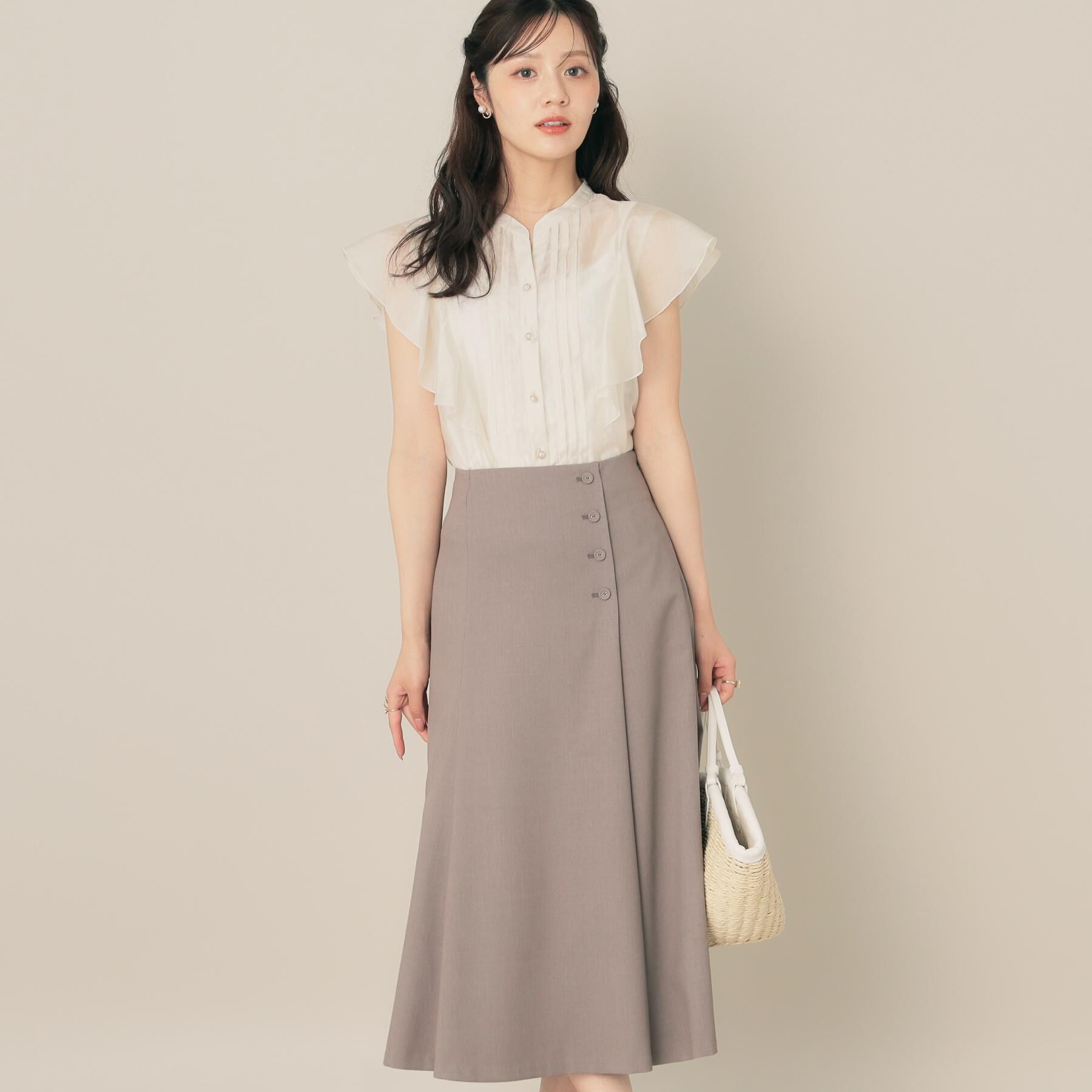 Couture broach「【2WAY・通勤・きれいめ】リネンライク サス付きスカート」|ジャンパースカート|