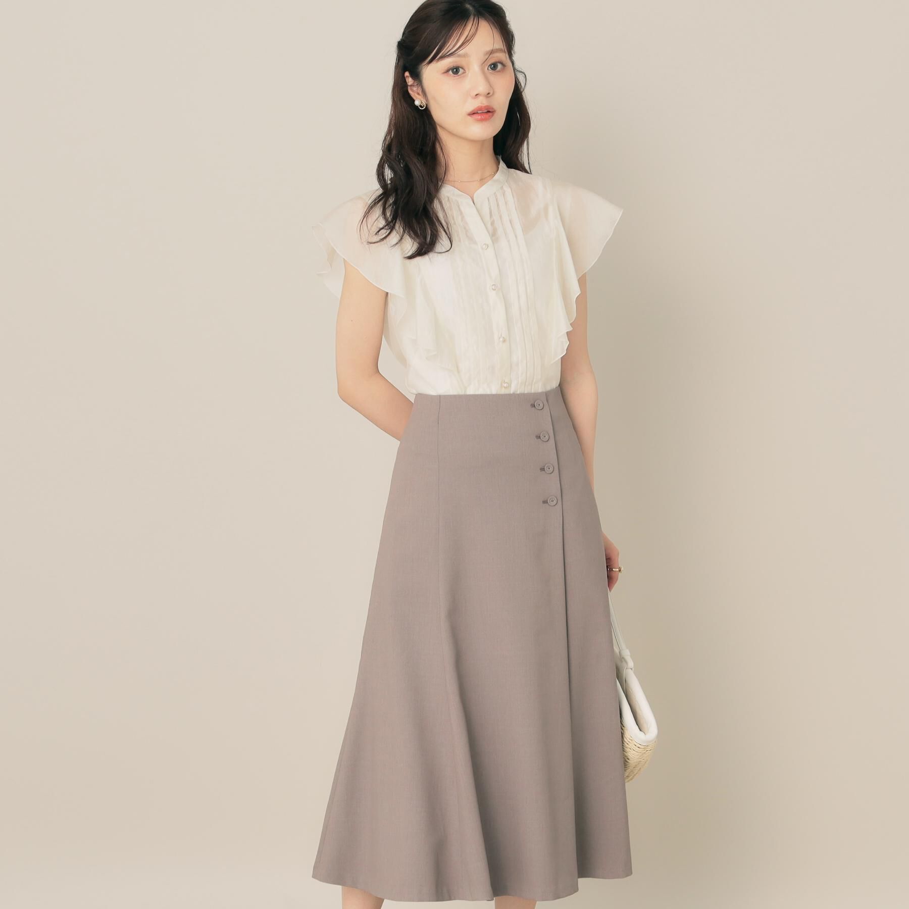 Couture broach「【2WAY・通勤・きれいめ】リネンライク サス付きスカート」|ジャンパースカート|