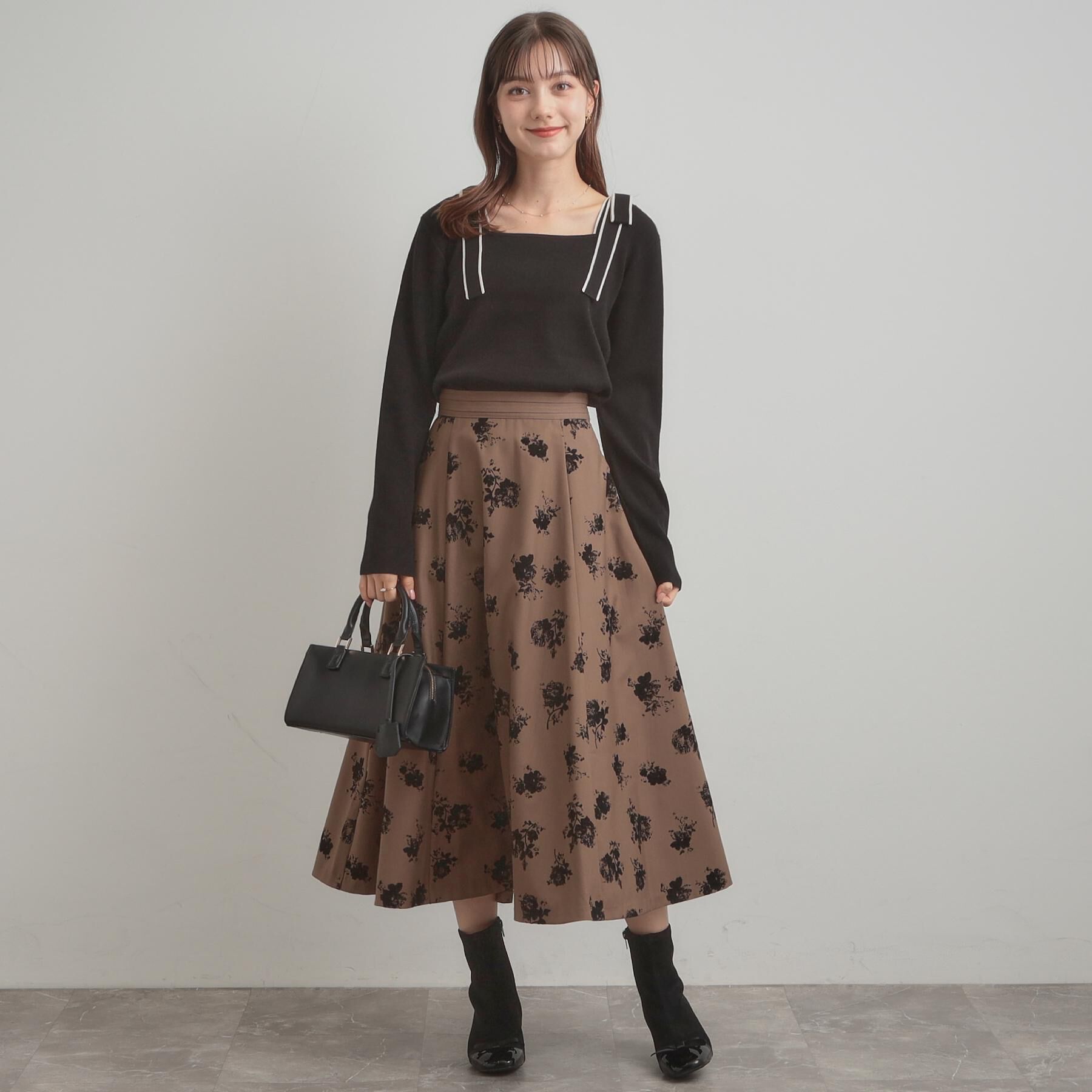 Couture broach「【着映え・フェミニン・高見え】配色リボン総針ニットトップス」|ニット・セーター|