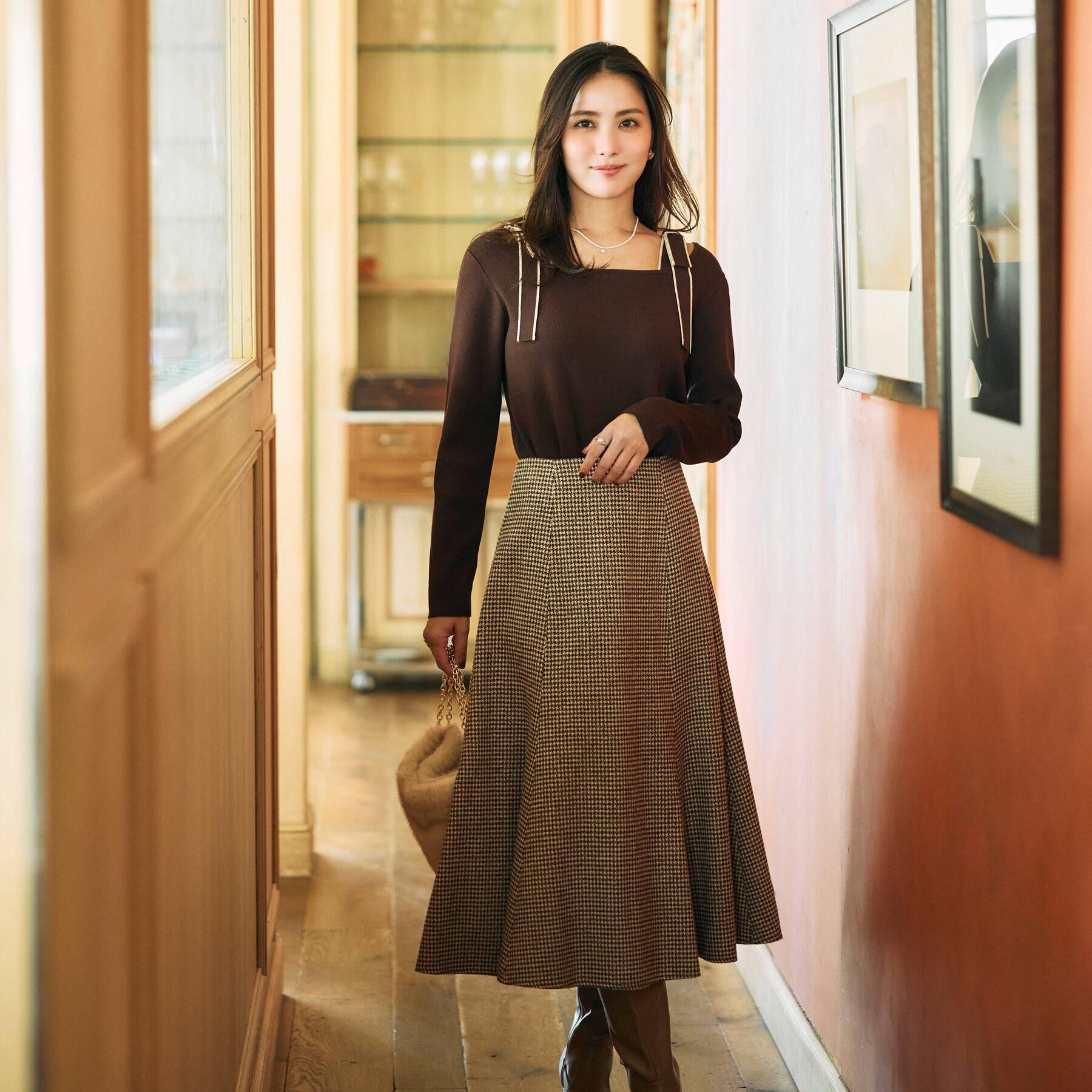 Couture broach「【着映え・フェミニン・高見え】配色リボン総針ニットトップス」|ニット・セーター|