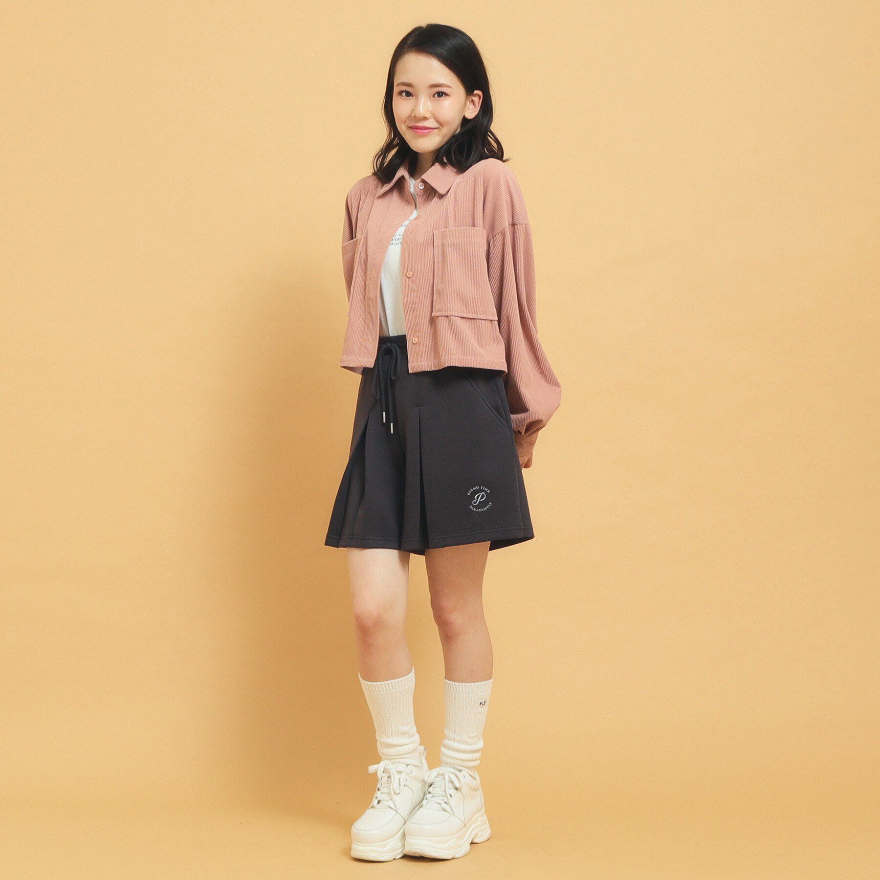 PINK-latte「【セットアップアイテムあり】ダンボールニットショートパンツ」|キュロット|