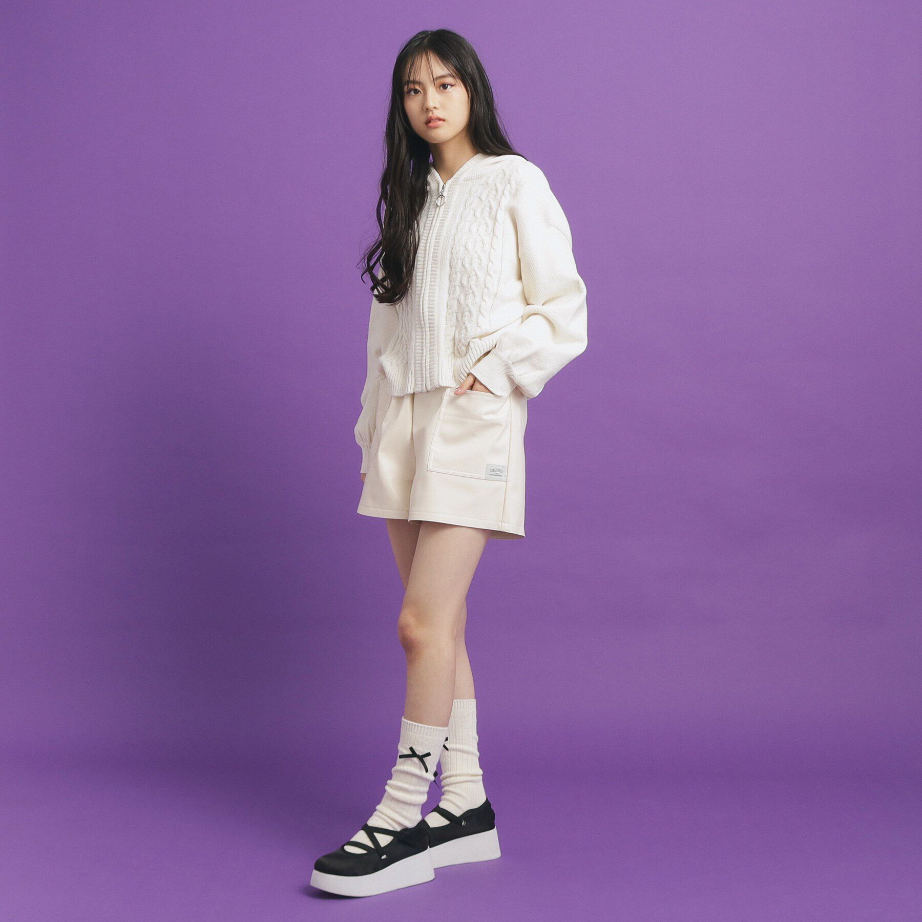 PINK-latte「合皮ショートパンツ」|キュロット|