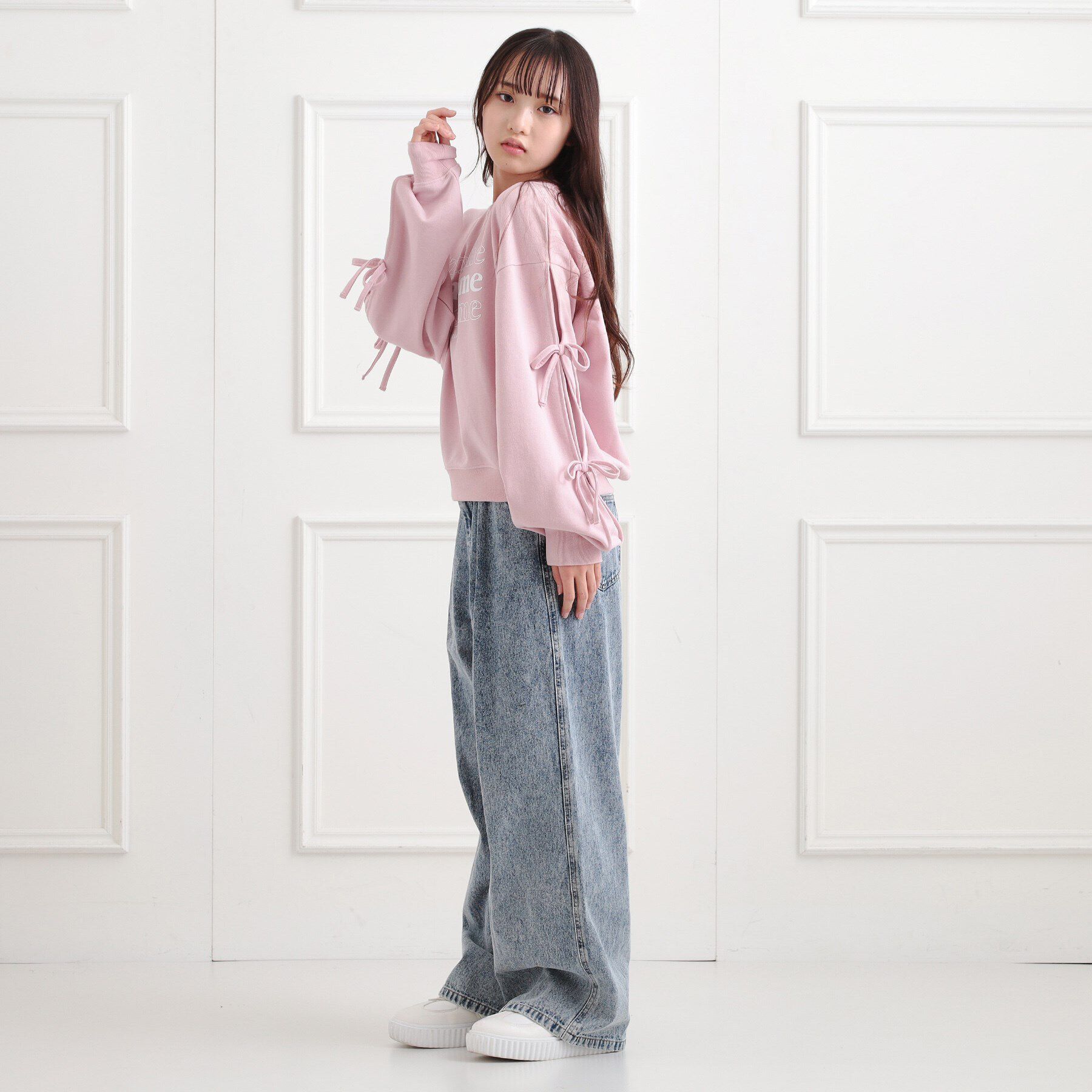 PINK-latte「ミニ裏毛リボンプルオーバー」|Tシャツ・カットソー|