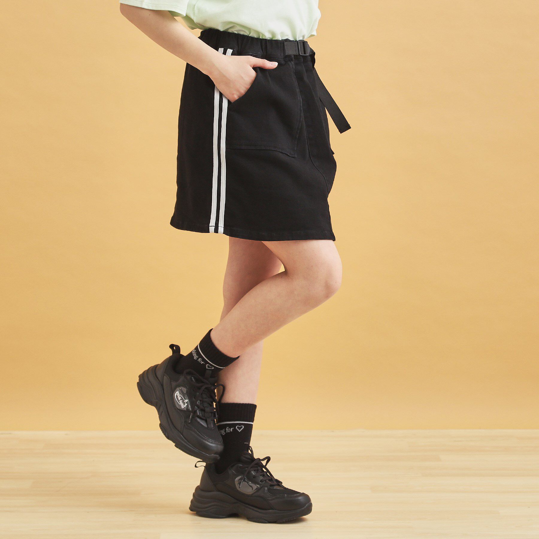 PINK-latte「サイドラインストレッチスカート」|スカート|