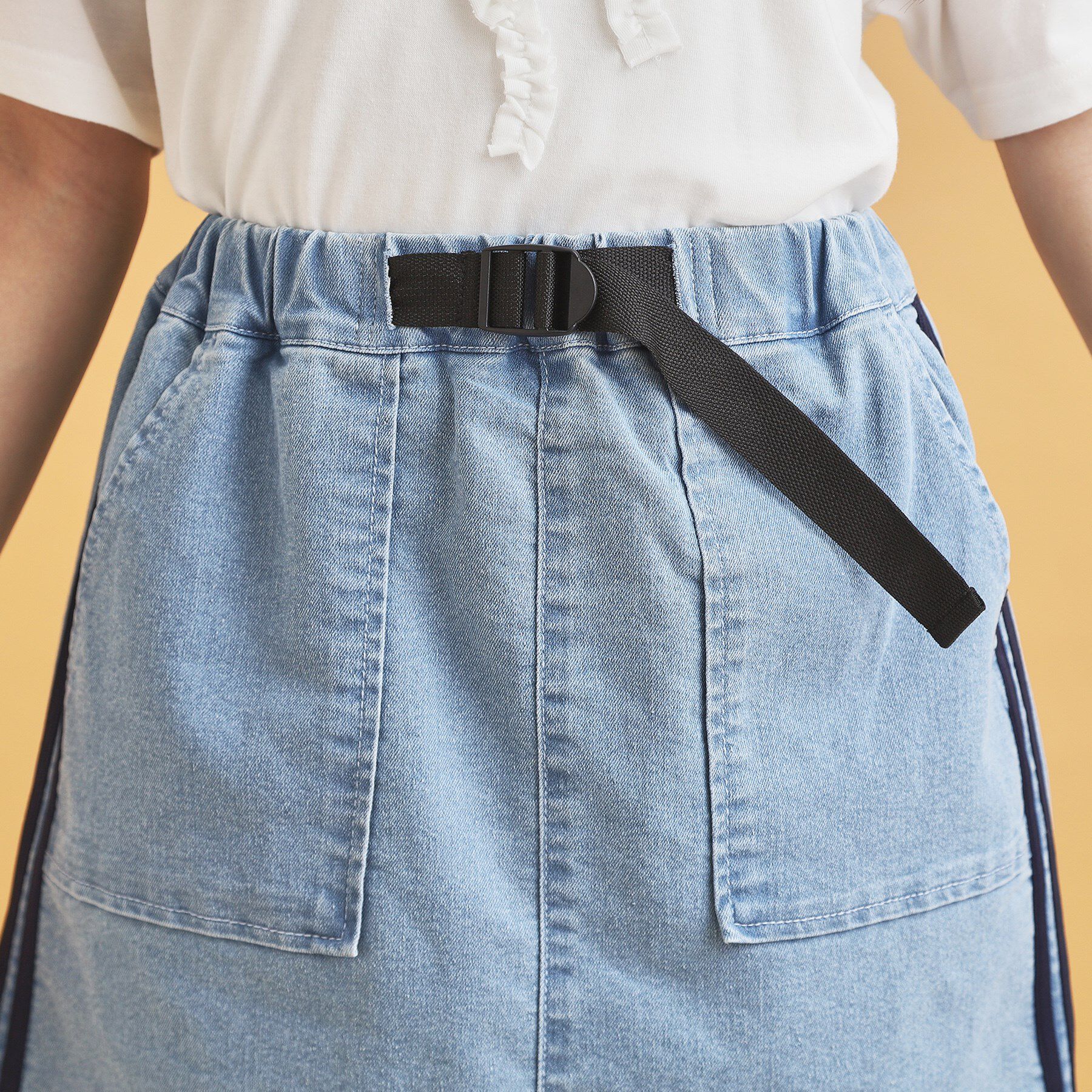 PINK-latte「サイドラインストレッチスカート」|スカート|