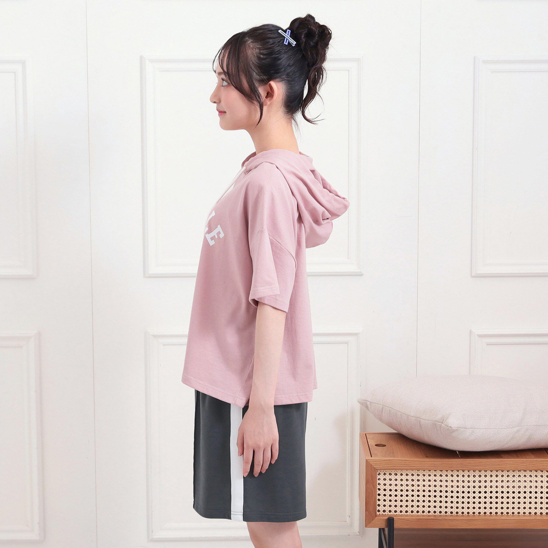 PINK-latte「【セットアップアイテム】半袖パーカ＋ハーフパンツセット」|その他|