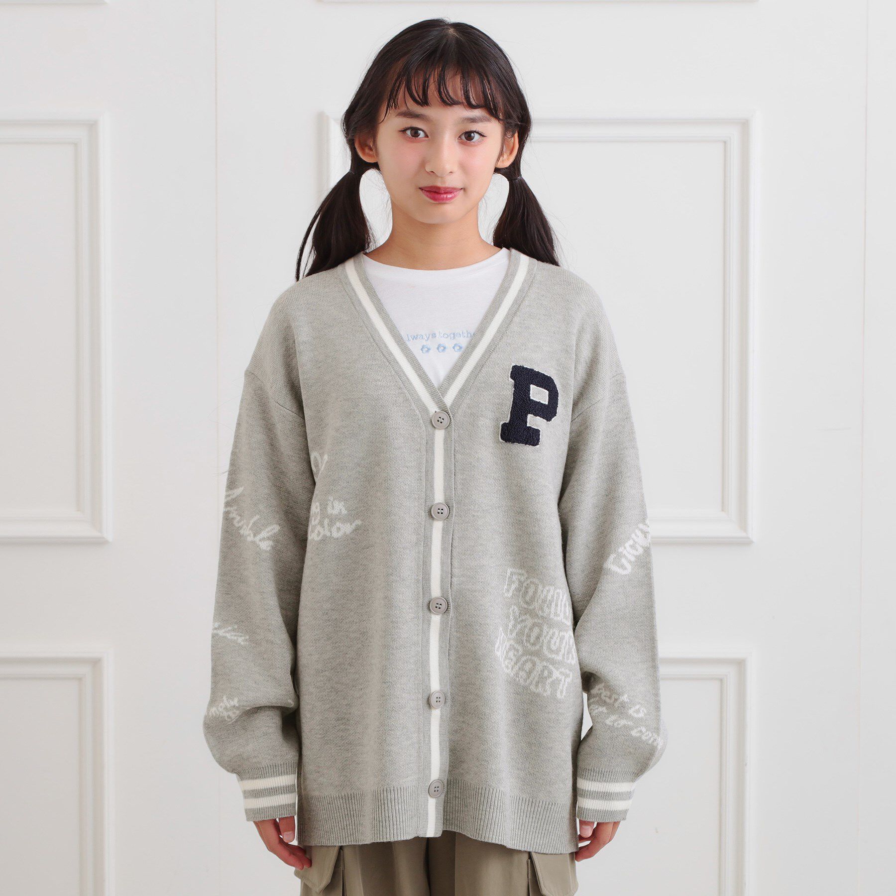 PINK-latte「ラクガキ柄ロングカーディガン」|カーディガン|