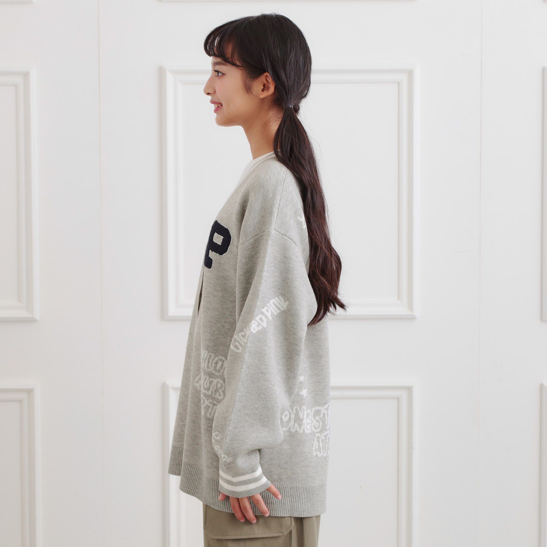 PINK-latte「ラクガキ柄ロングカーディガン」|カーディガン|