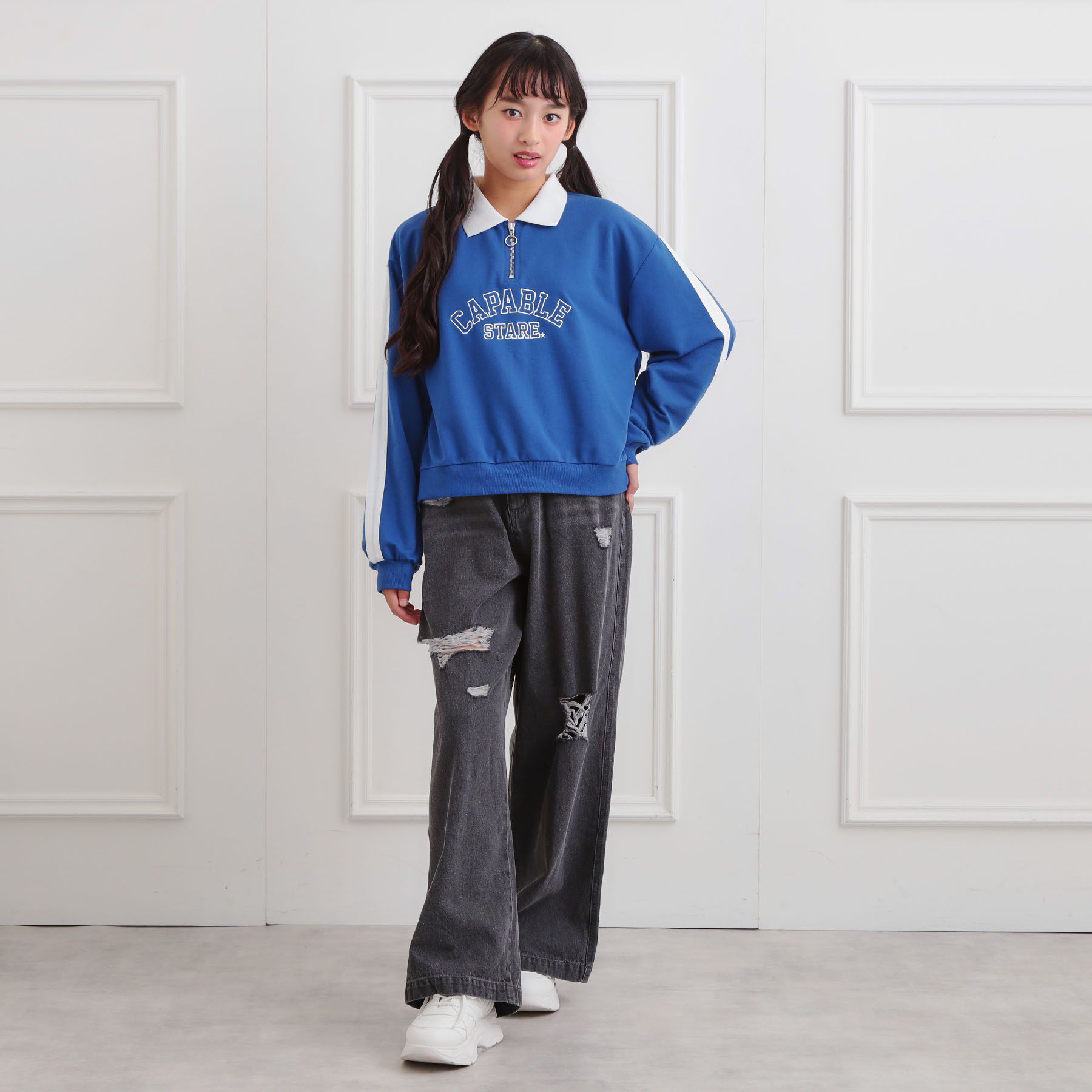 PINK-latte「ダメージワイドデニムパンツ」|その他|